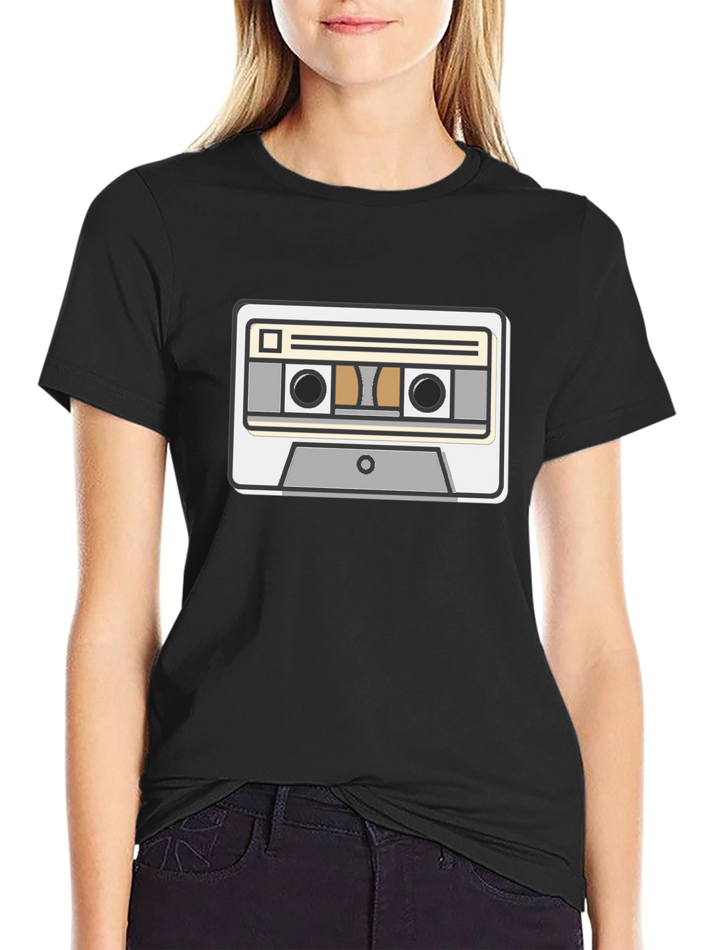 Retro Cassette Tape Graphic Tee - Black
