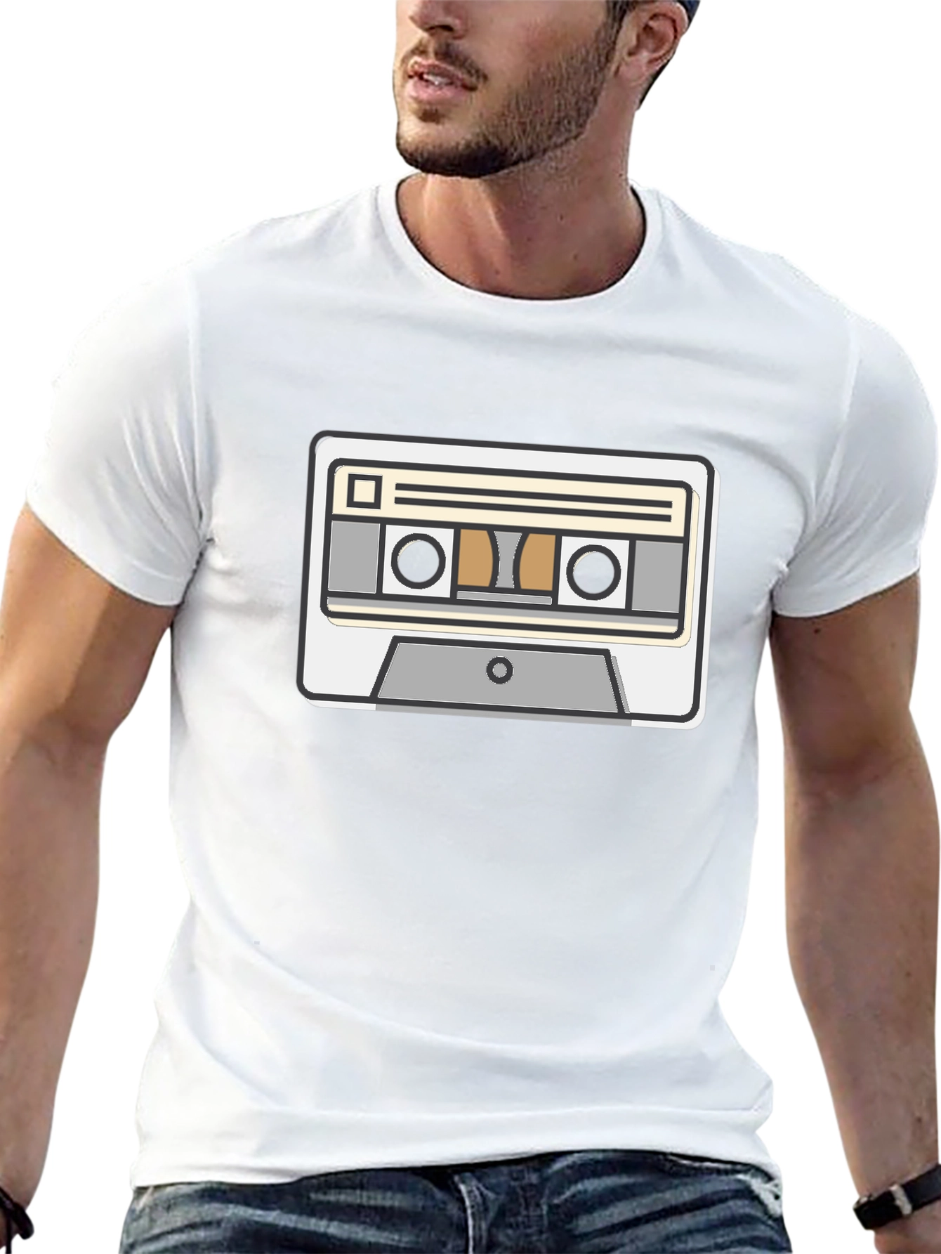 Retro Cassette Tape Graphic Tee - Black