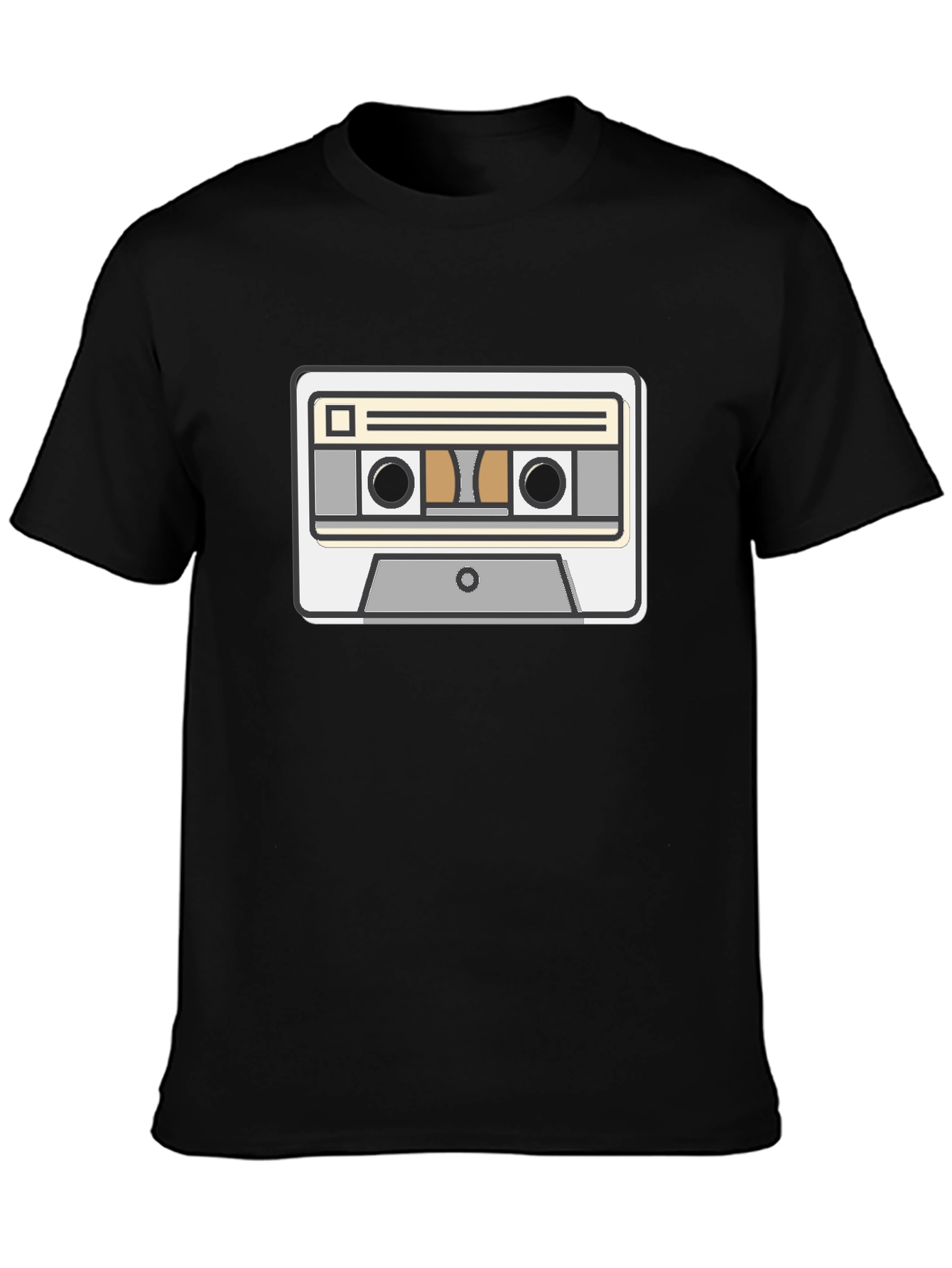Retro Cassette Tape Graphic Tee - Black