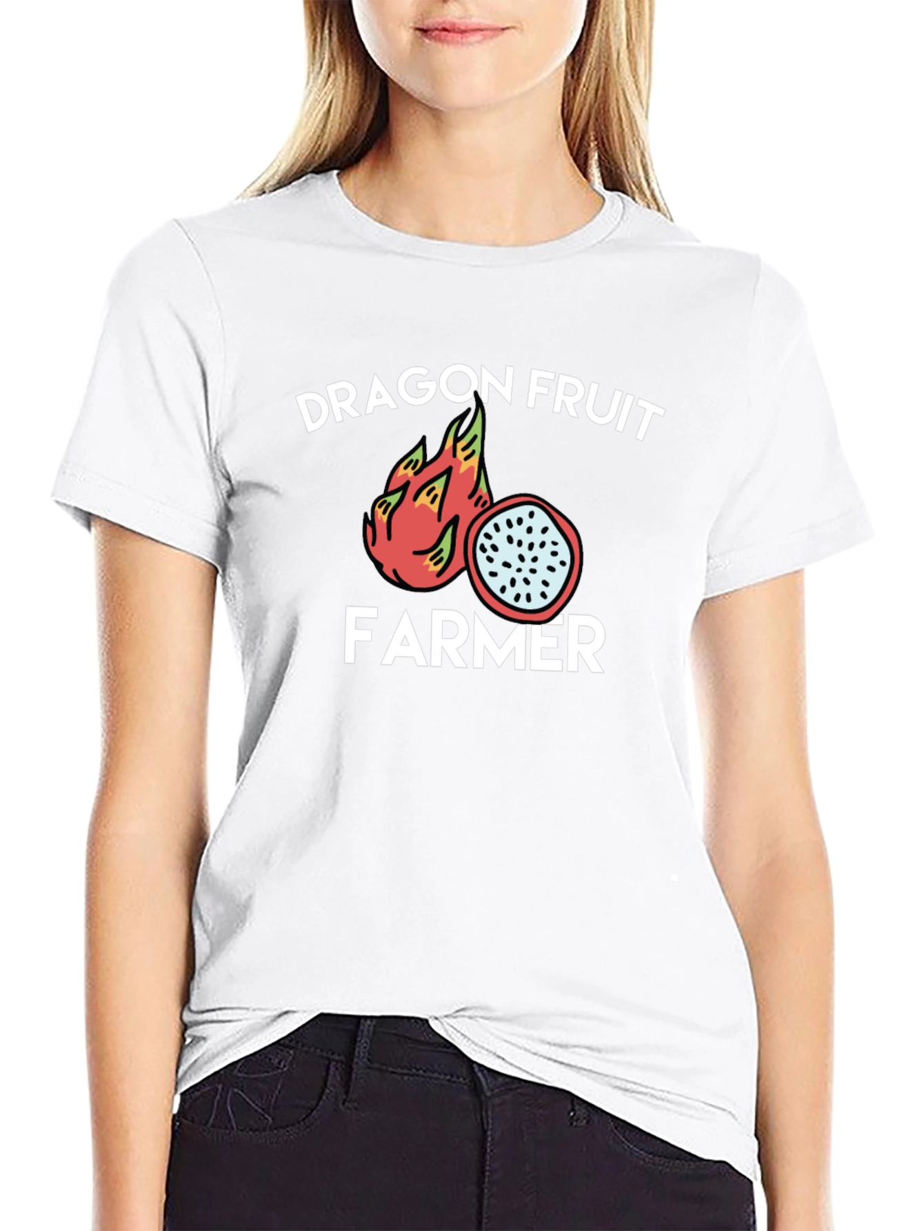 Dragon Fruit Farmer Graphic Tee - Black Cotton T-Shirt