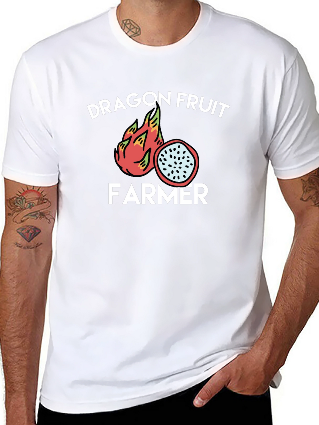 Dragon Fruit Farmer Graphic Tee - Black Cotton T-Shirt