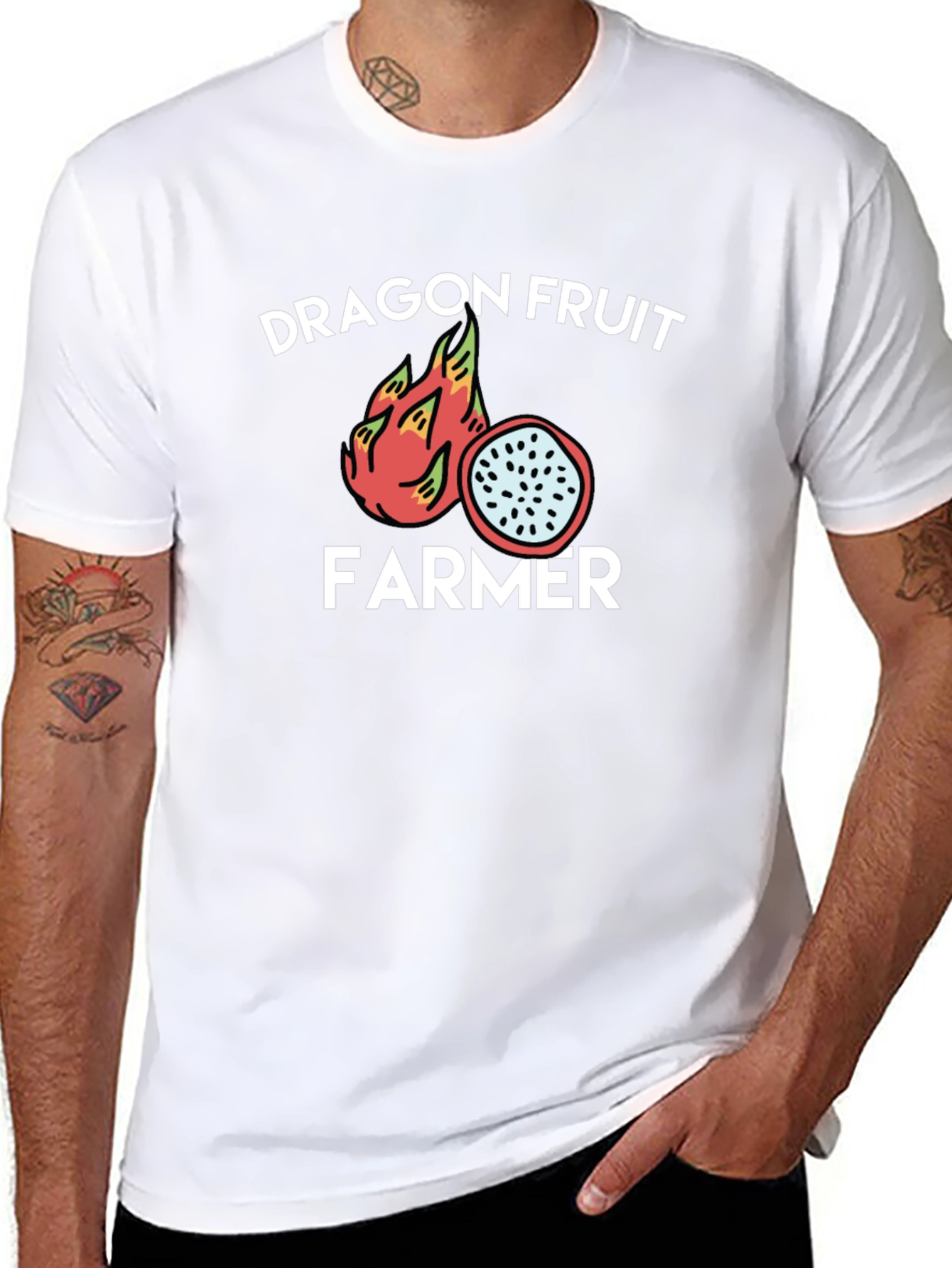 Dragon Fruit Farmer Graphic Tee - Black Cotton T-Shirt