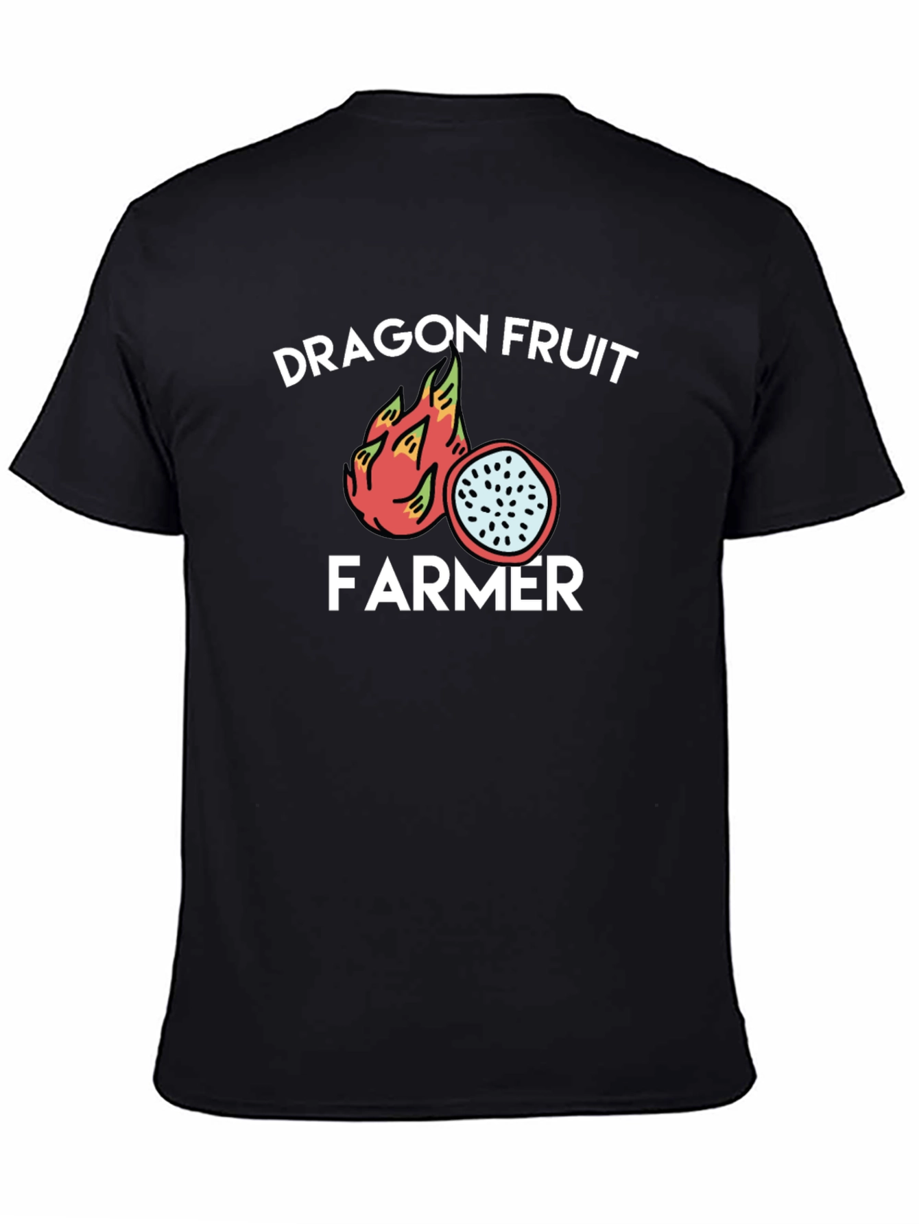 Dragon Fruit Farmer Graphic Tee - Black Cotton T-Shirt