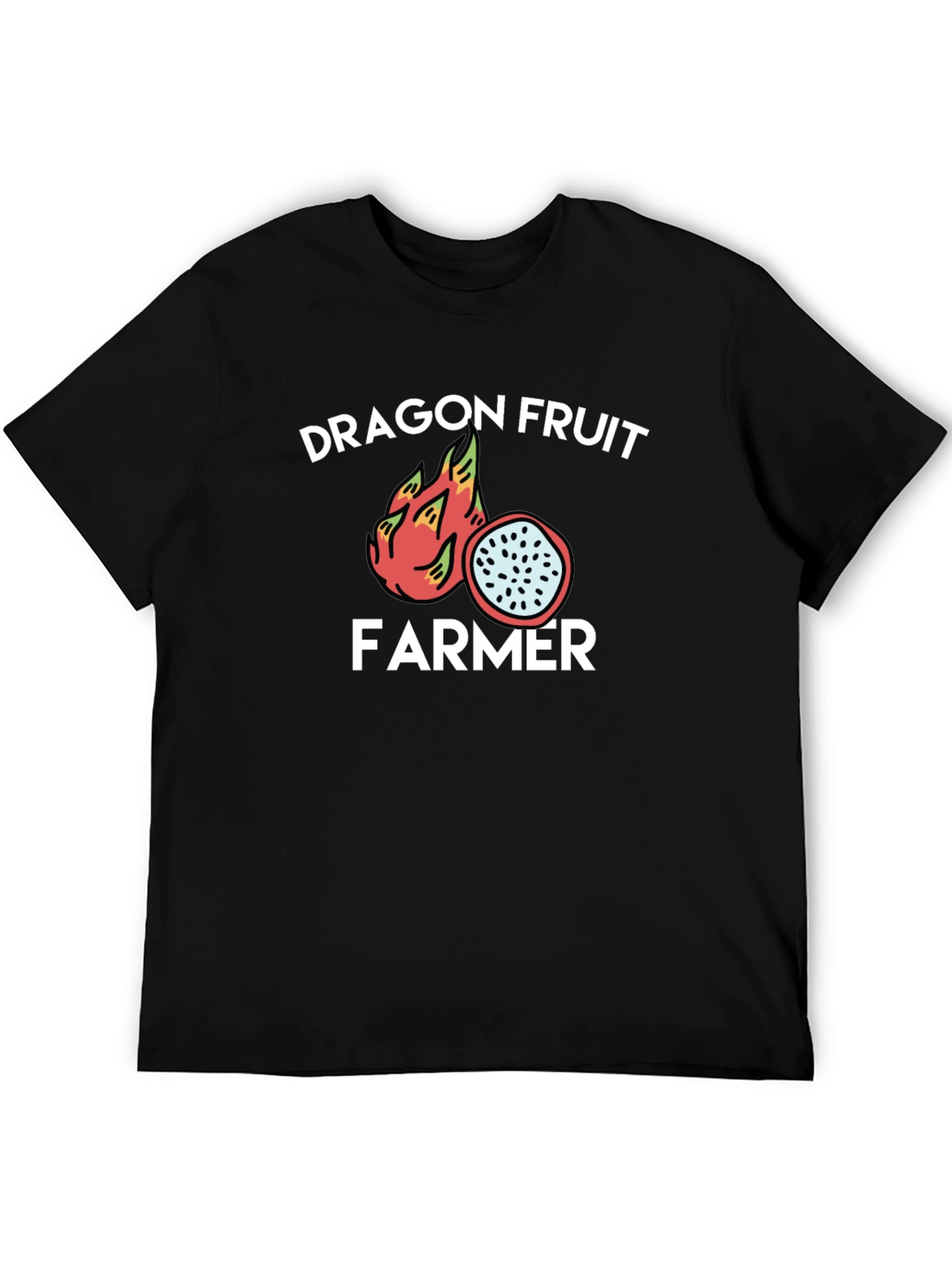 Dragon Fruit Farmer Graphic Tee - Black Cotton T-Shirt