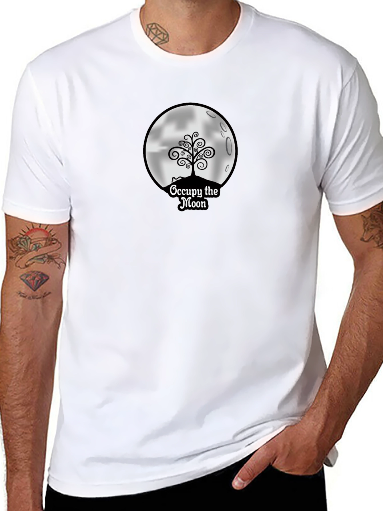 Occupy the Moon Graphic Tee - Black Cotton Blend
