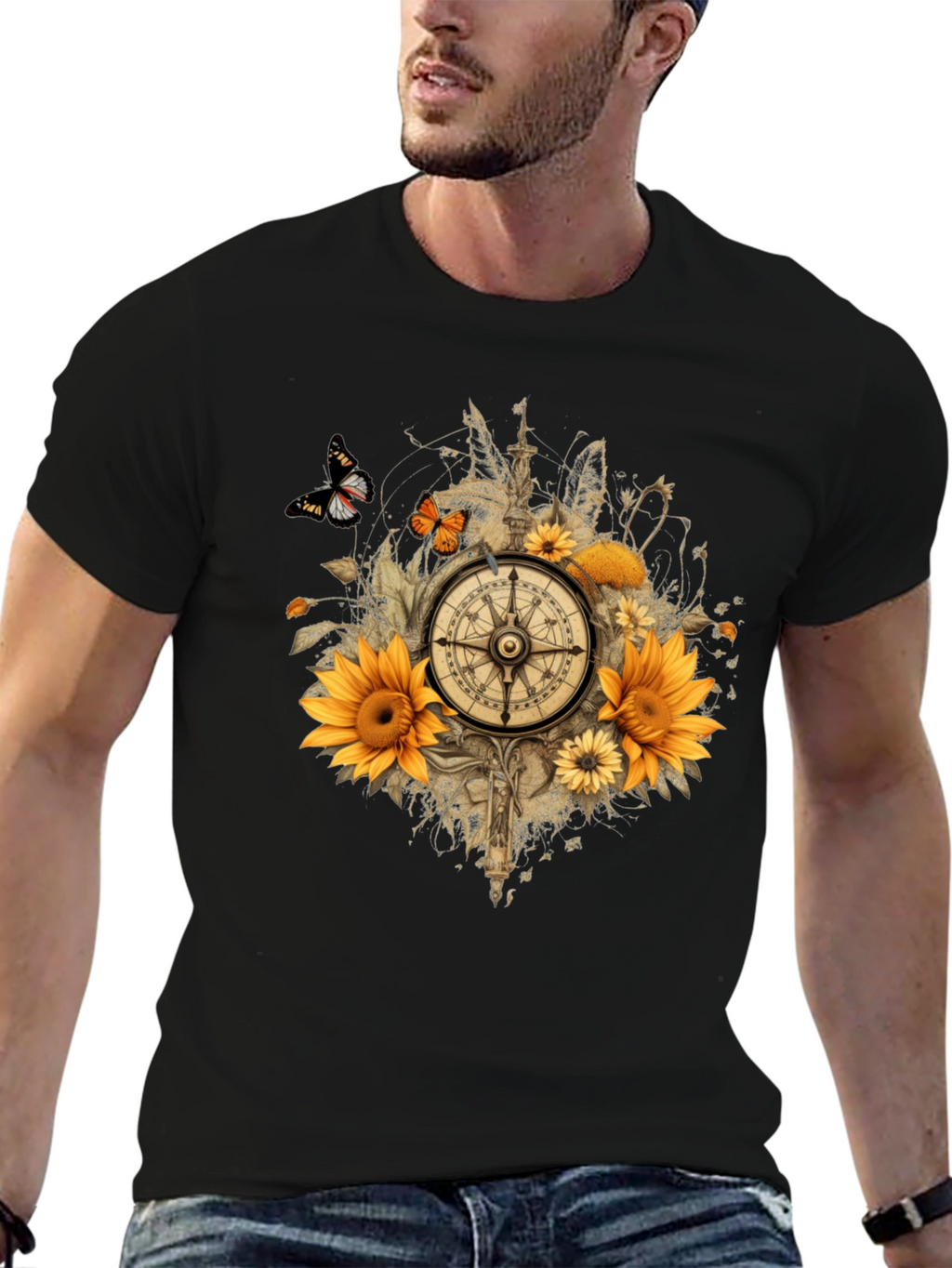Sunflower Compass Graphic Tee