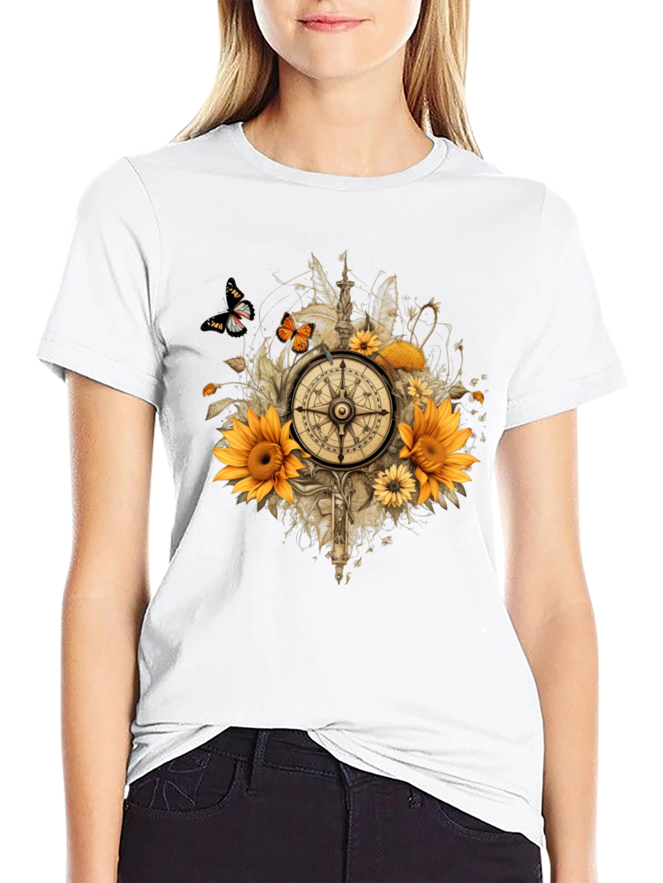 Sunflower Compass Graphic Tee