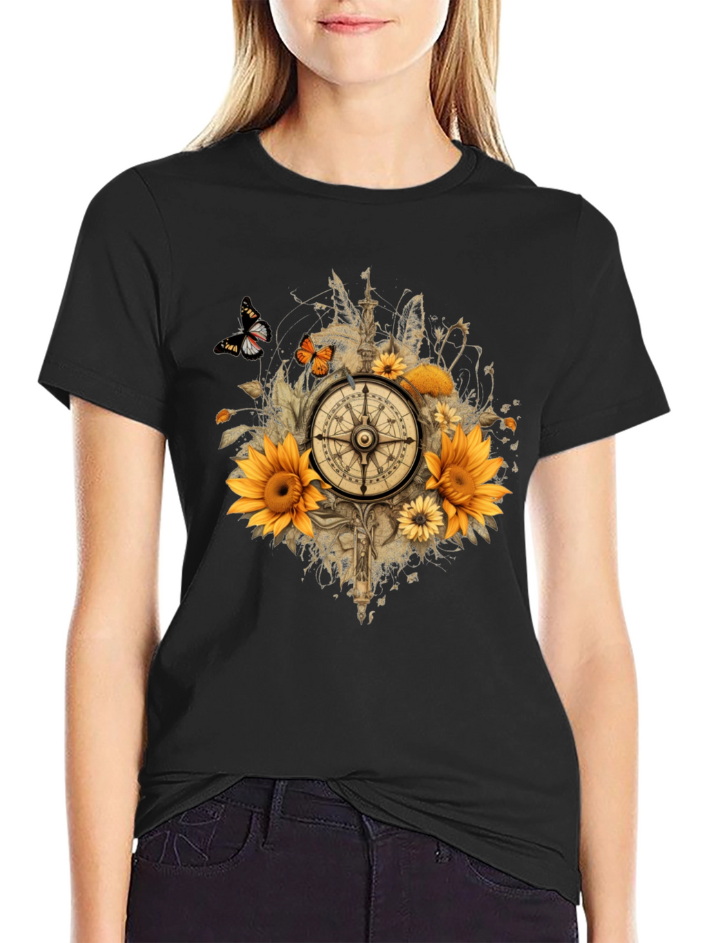 Sunflower Compass Graphic Tee