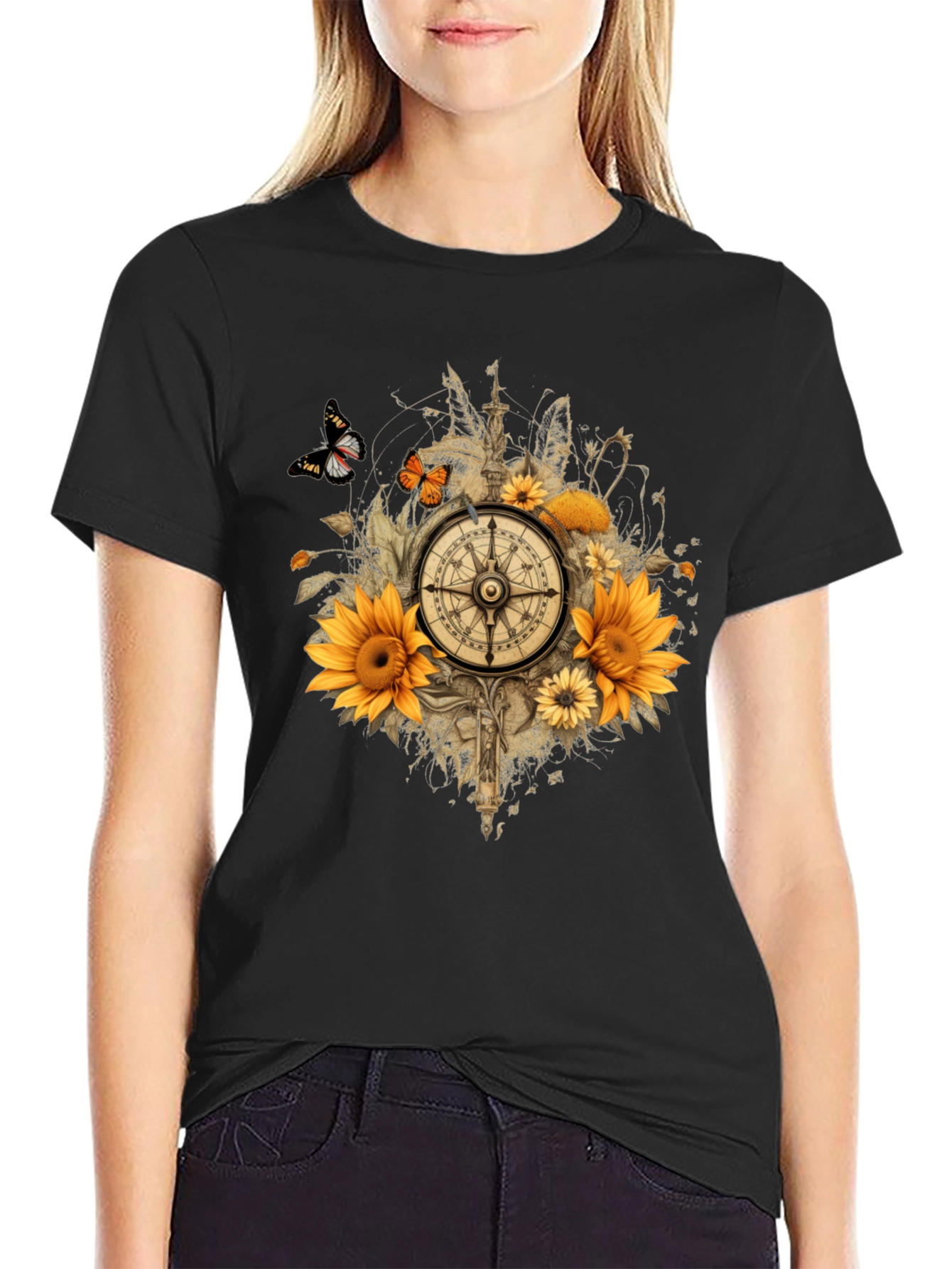 Sunflower Compass Graphic Tee