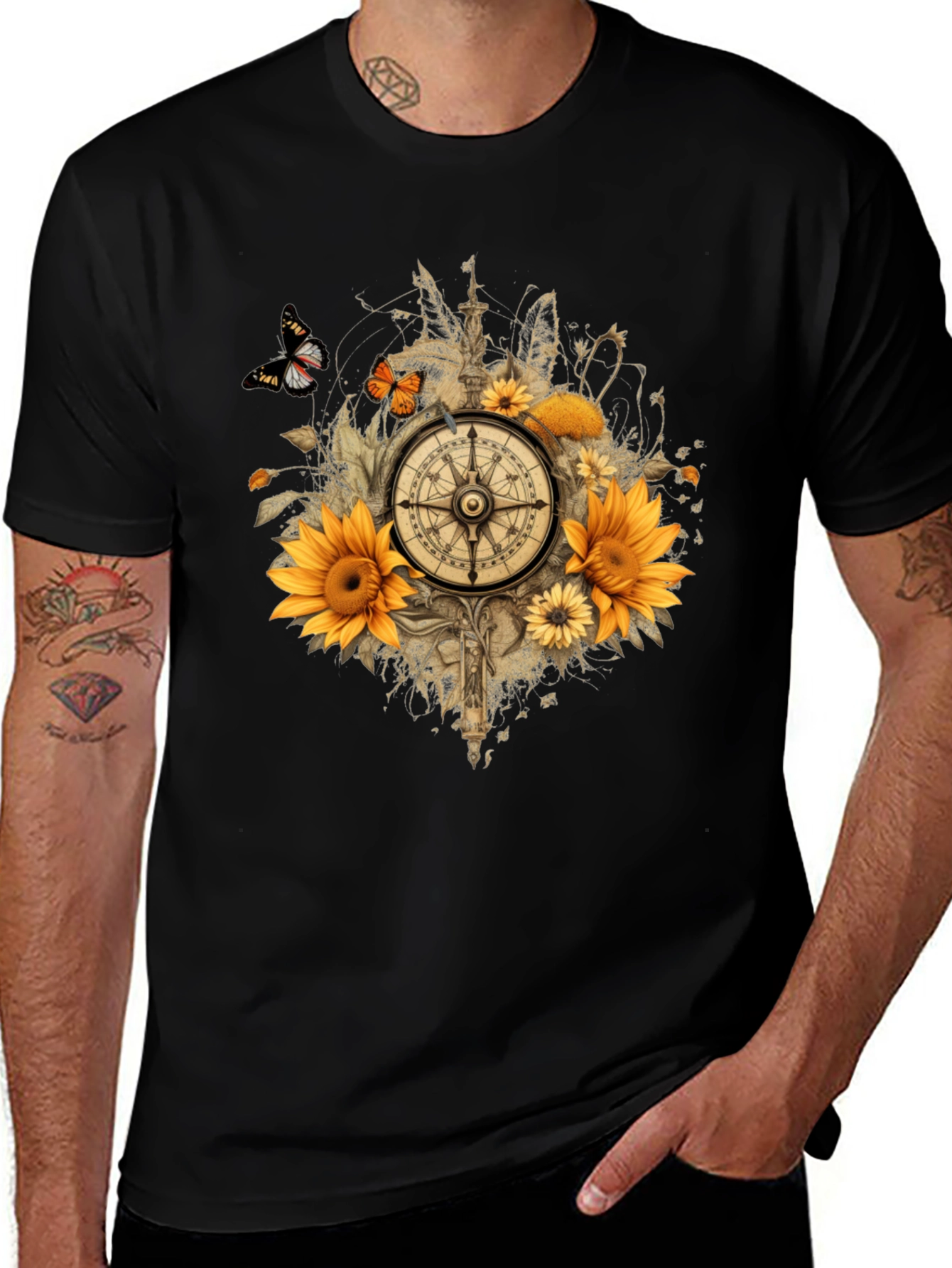 Sunflower Compass Graphic Tee