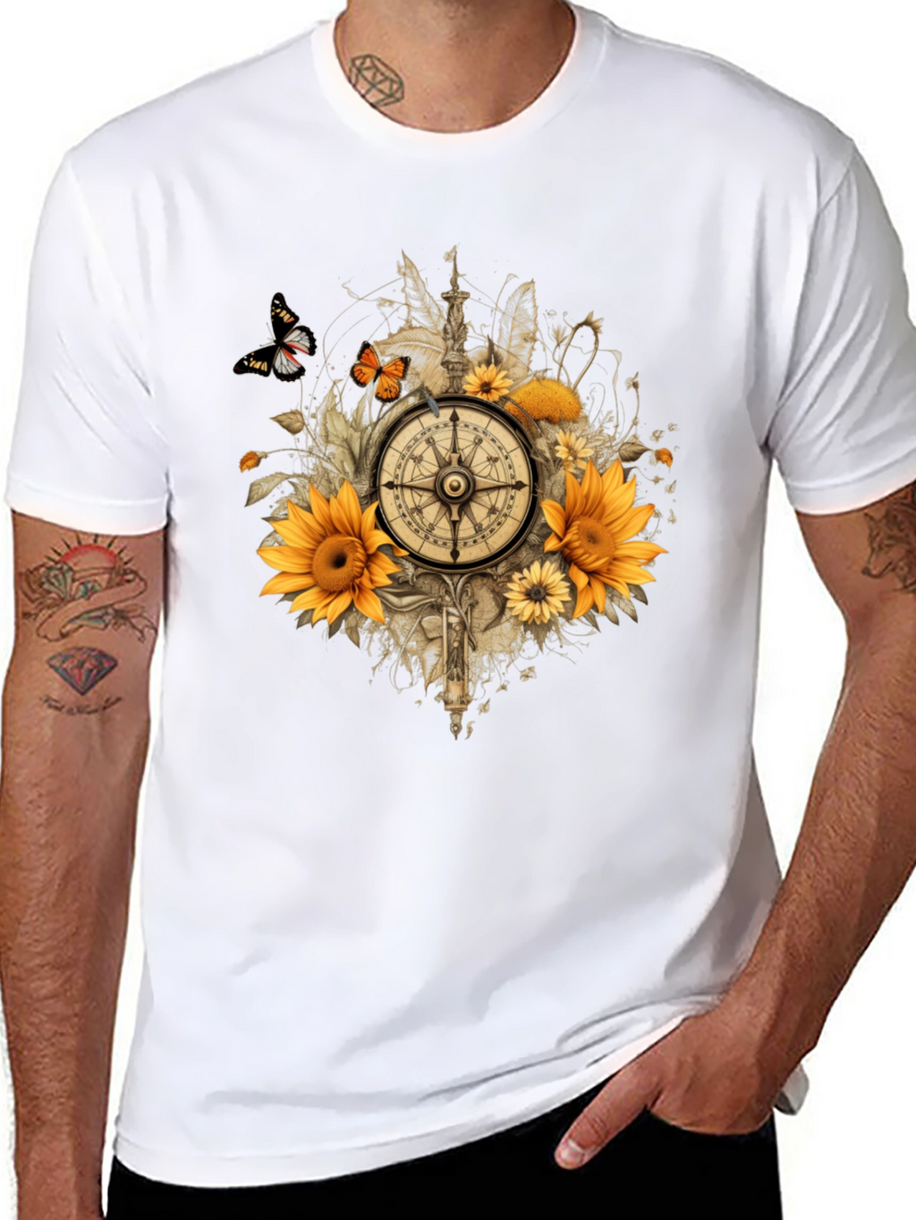 Sunflower Compass Graphic Tee