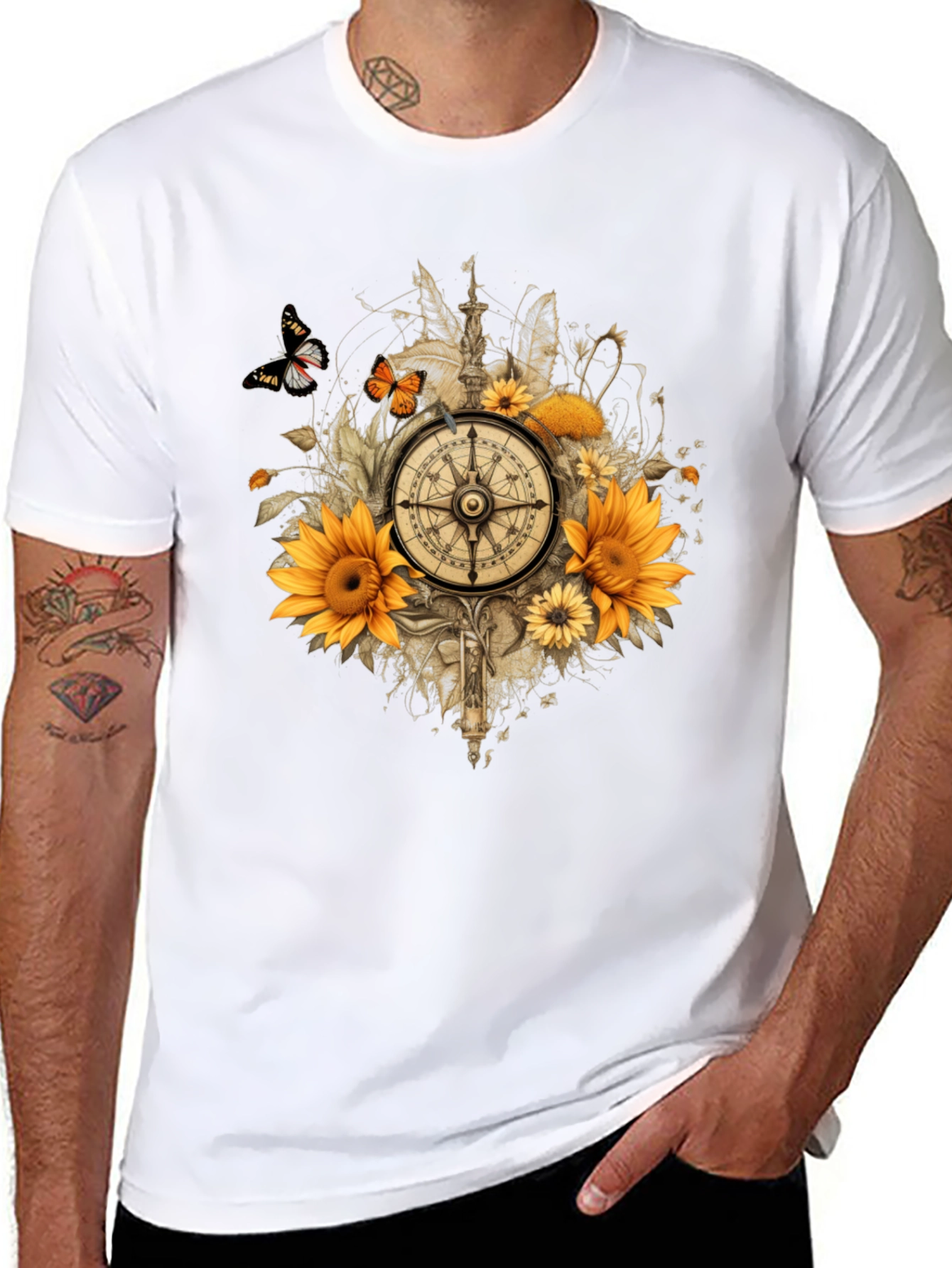 Sunflower Compass Graphic Tee