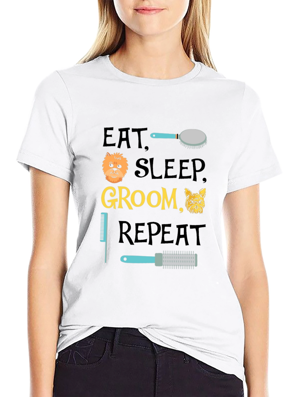 Eat Sleep Groom Repeat T-Shirt - Dog Lover Apparel