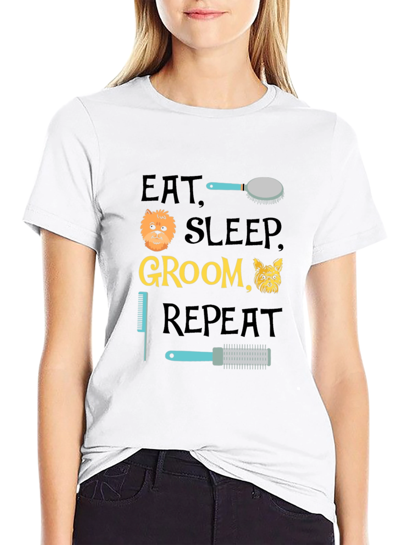 Eat Sleep Groom Repeat T-Shirt - Dog Lover Apparel