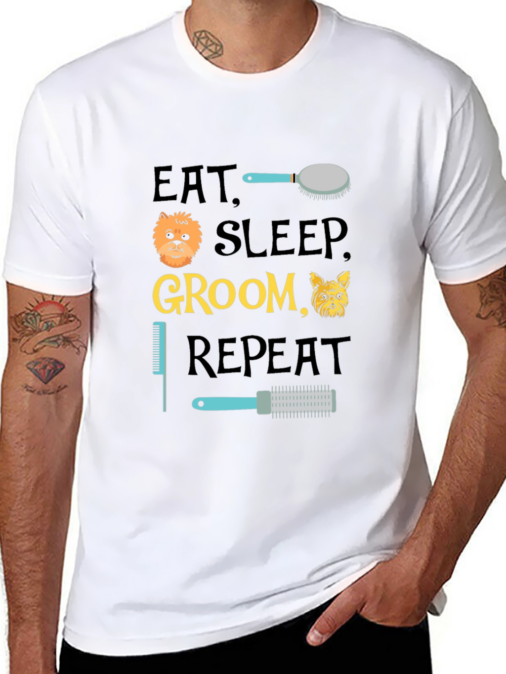 Eat Sleep Groom Repeat T-Shirt - Dog Lover Apparel