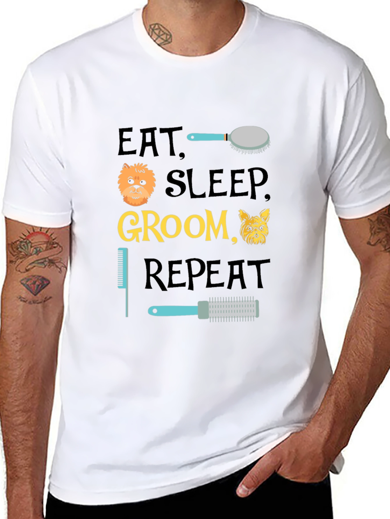 Eat Sleep Groom Repeat T-Shirt - Dog Lover Apparel
