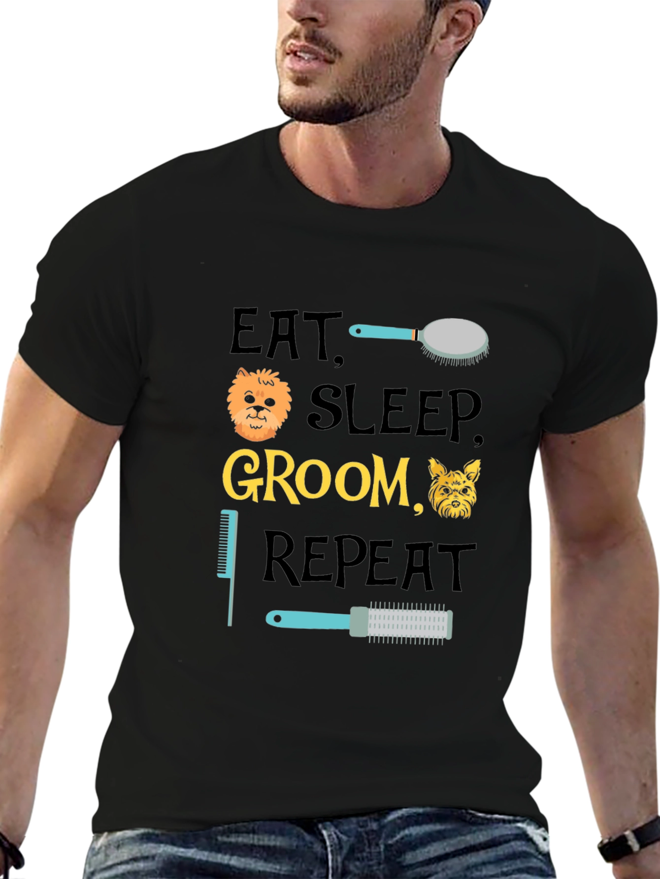 Eat Sleep Groom Repeat T-Shirt - Dog Lover Apparel