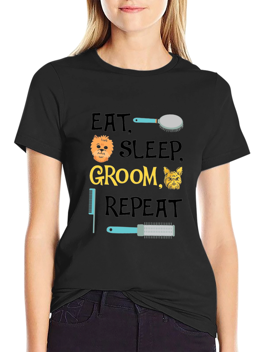 Eat Sleep Groom Repeat T-Shirt - Dog Lover Apparel