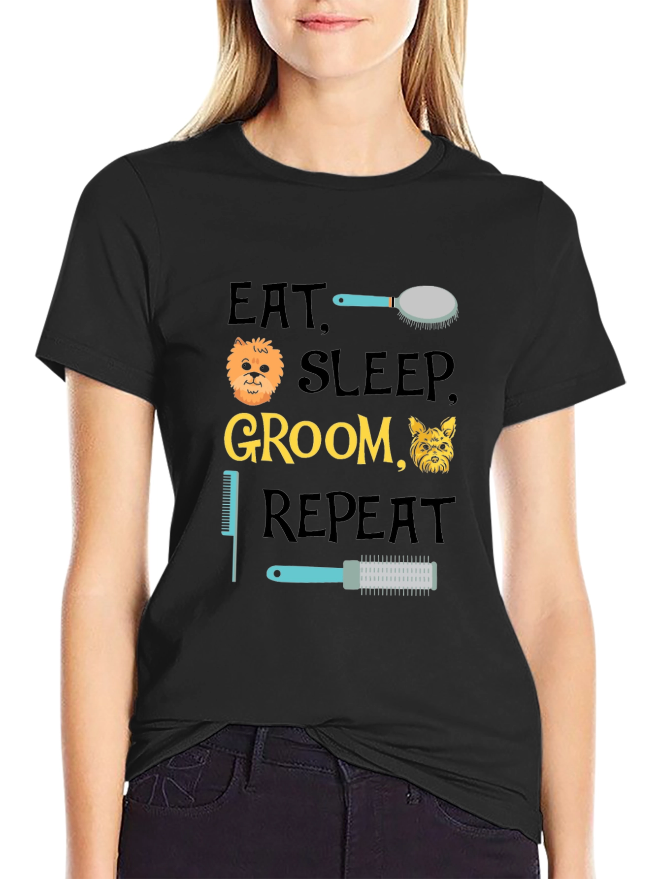 Eat Sleep Groom Repeat T-Shirt - Dog Lover Apparel
