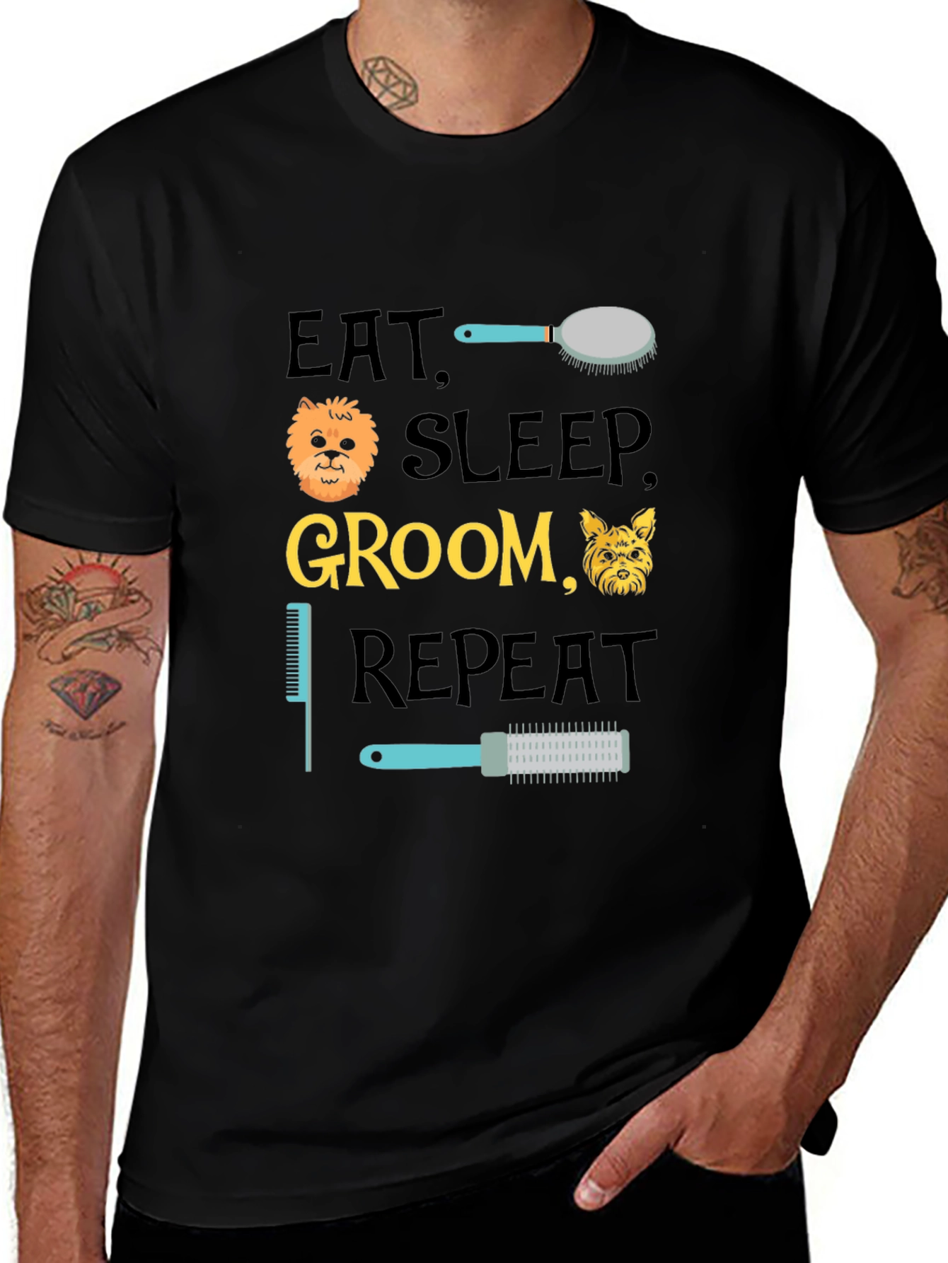 Eat Sleep Groom Repeat T-Shirt - Dog Lover Apparel