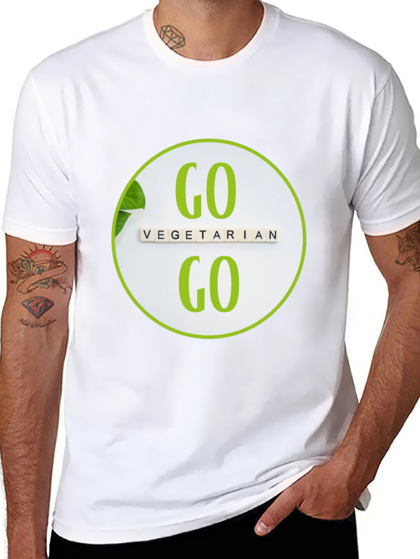 Go Vegetarian T-Shirt: Black Vegan Tee