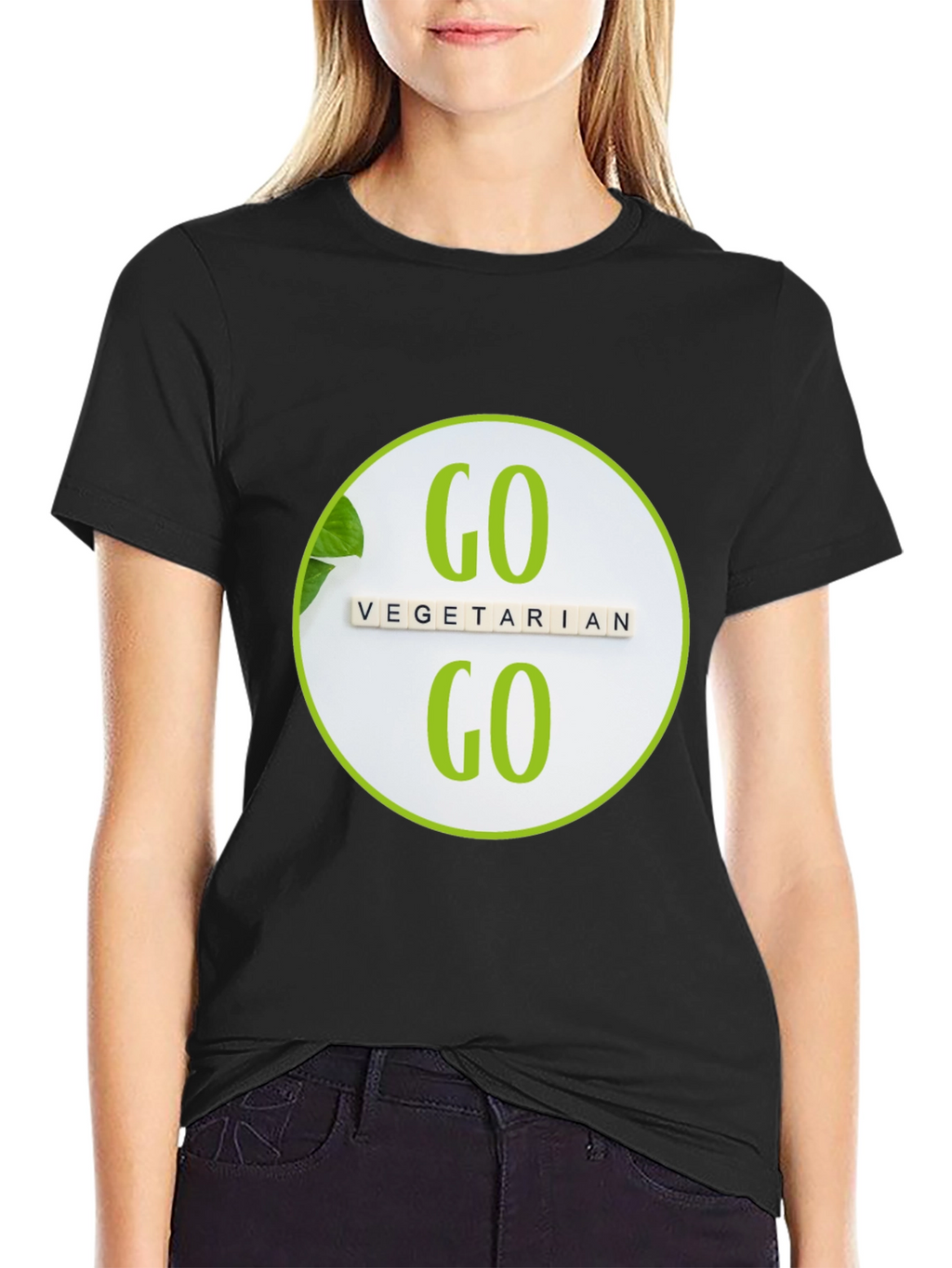 Go Vegetarian T-Shirt: Black Vegan Tee