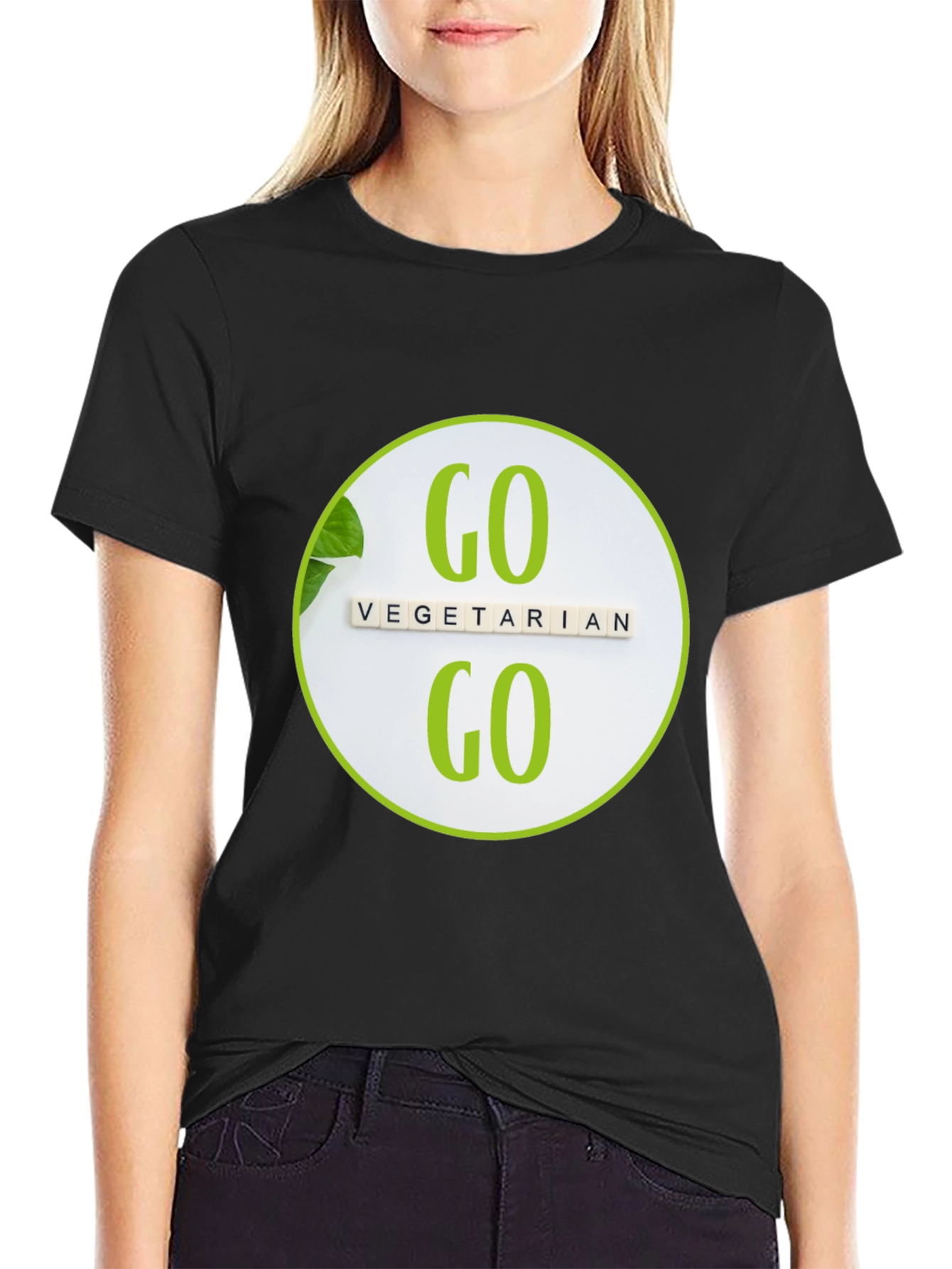 Go Vegetarian T-Shirt: Black Vegan Tee