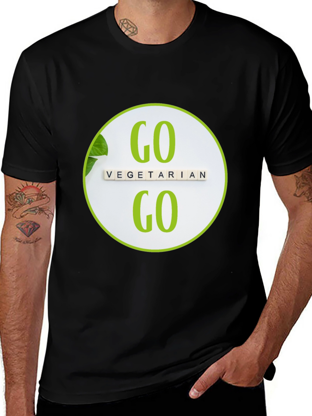 Go Vegetarian T-Shirt: Black Vegan Tee