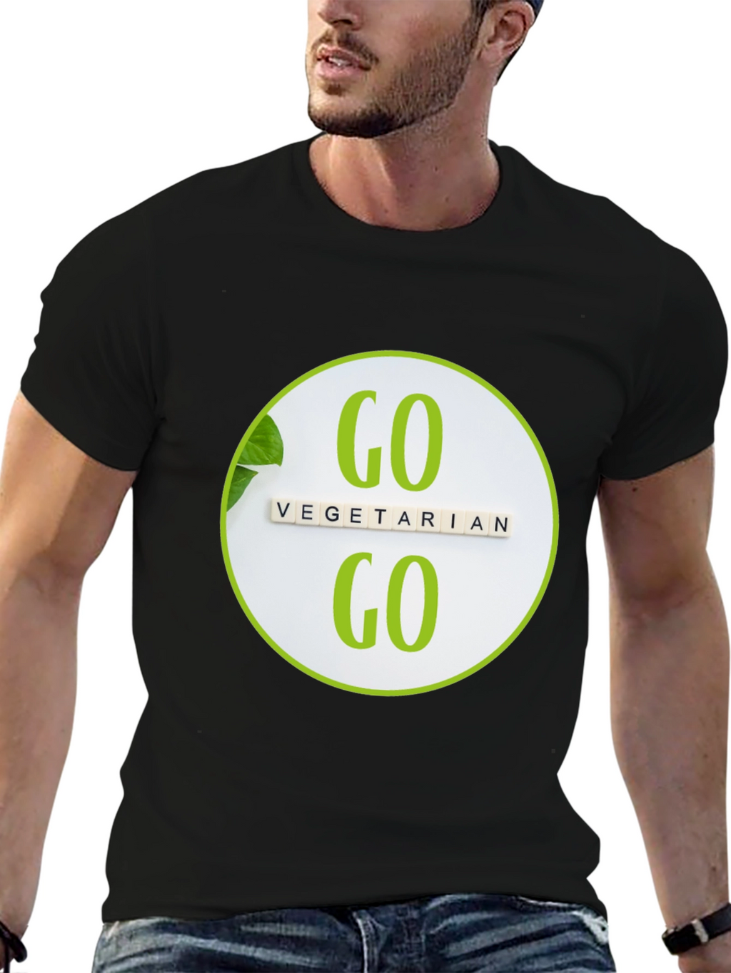 Go Vegetarian T-Shirt: Black Vegan Tee