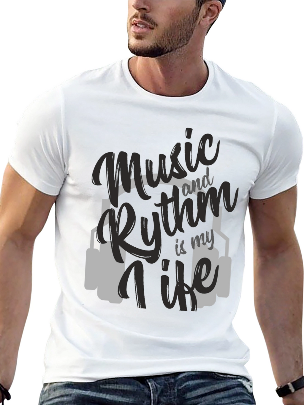 Music & Rhythm T-Shirt - Black Crew Neck Tee