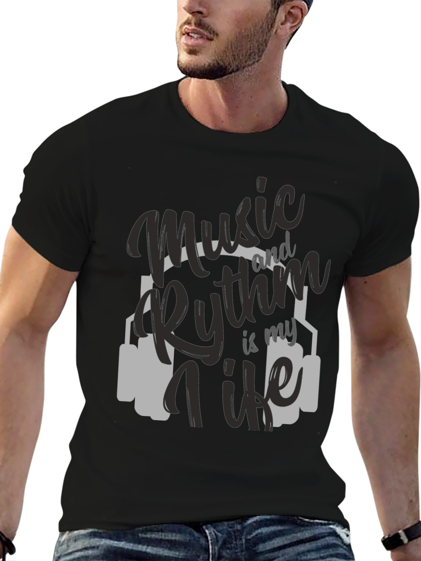 Music & Rhythm T-Shirt - Black Crew Neck Tee