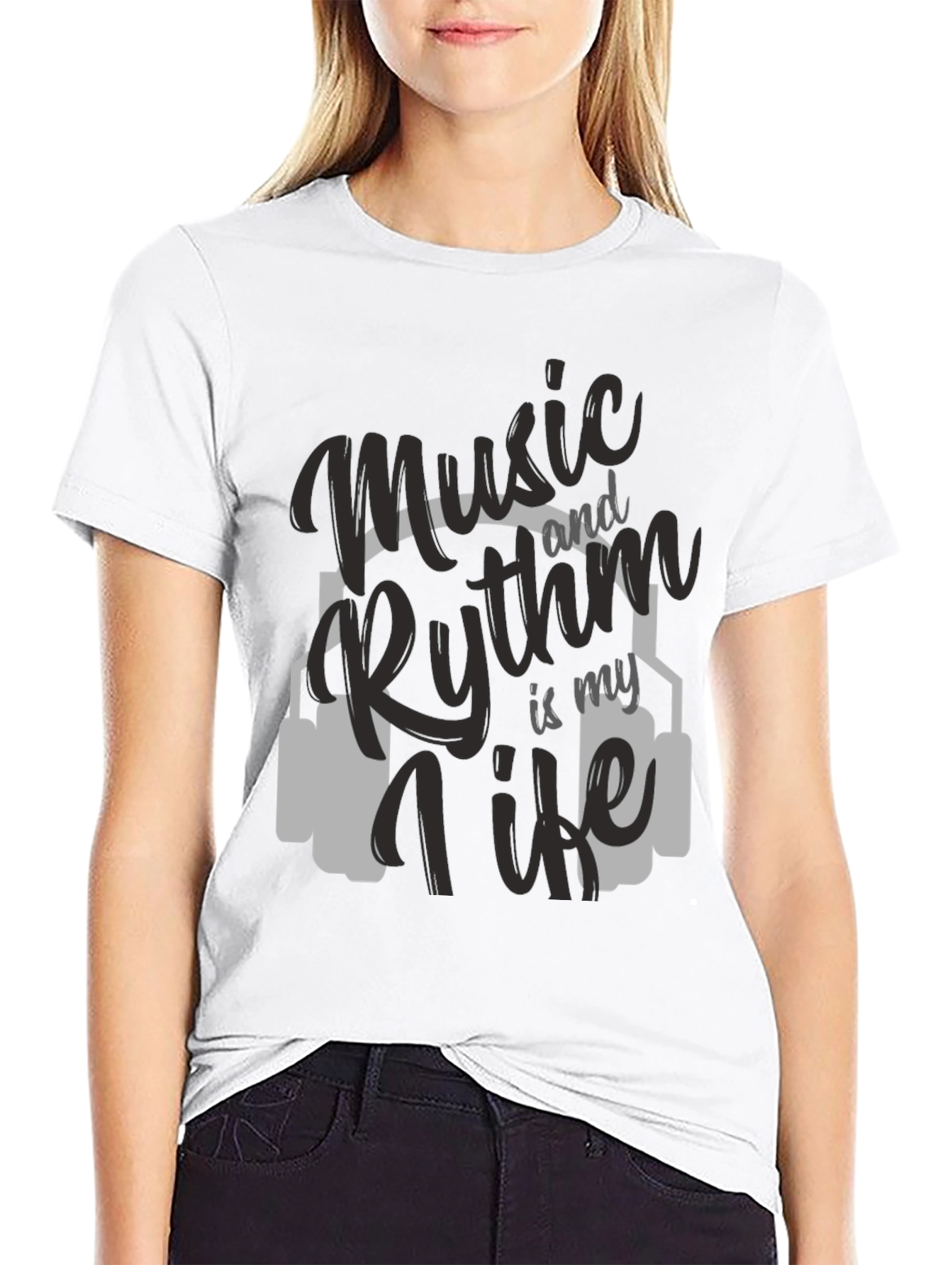 Music & Rhythm T-Shirt - Black Crew Neck Tee