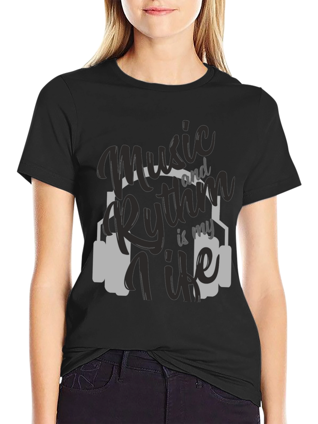 Music & Rhythm T-Shirt - Black Crew Neck Tee