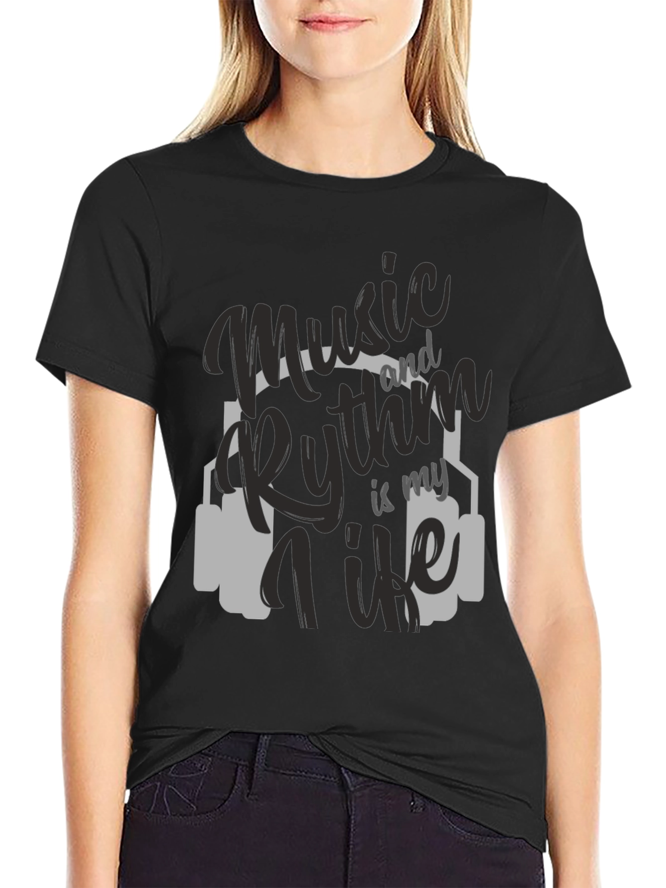 Music & Rhythm T-Shirt - Black Crew Neck Tee