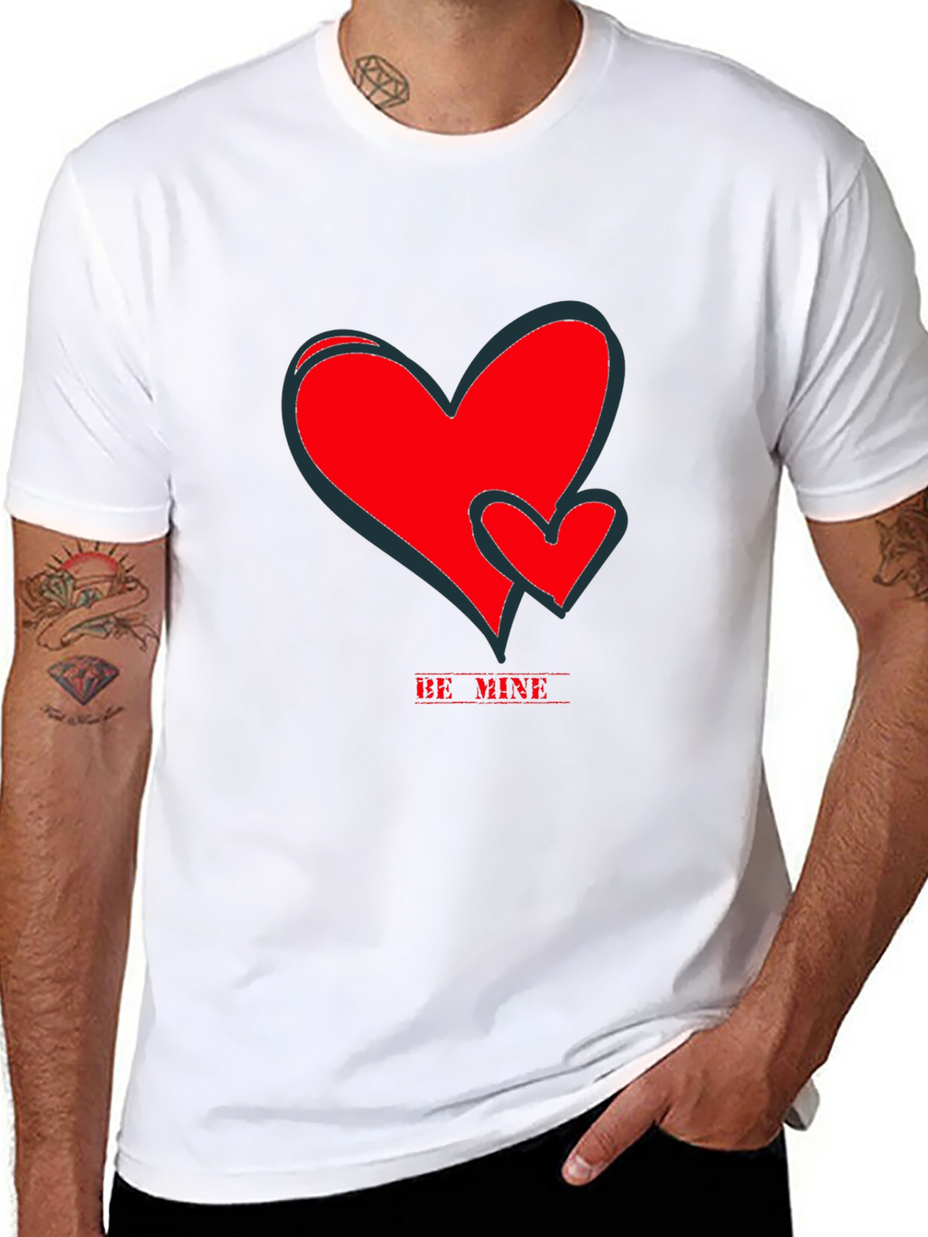 Be Mine Heart Valentines Day Graphic Tee