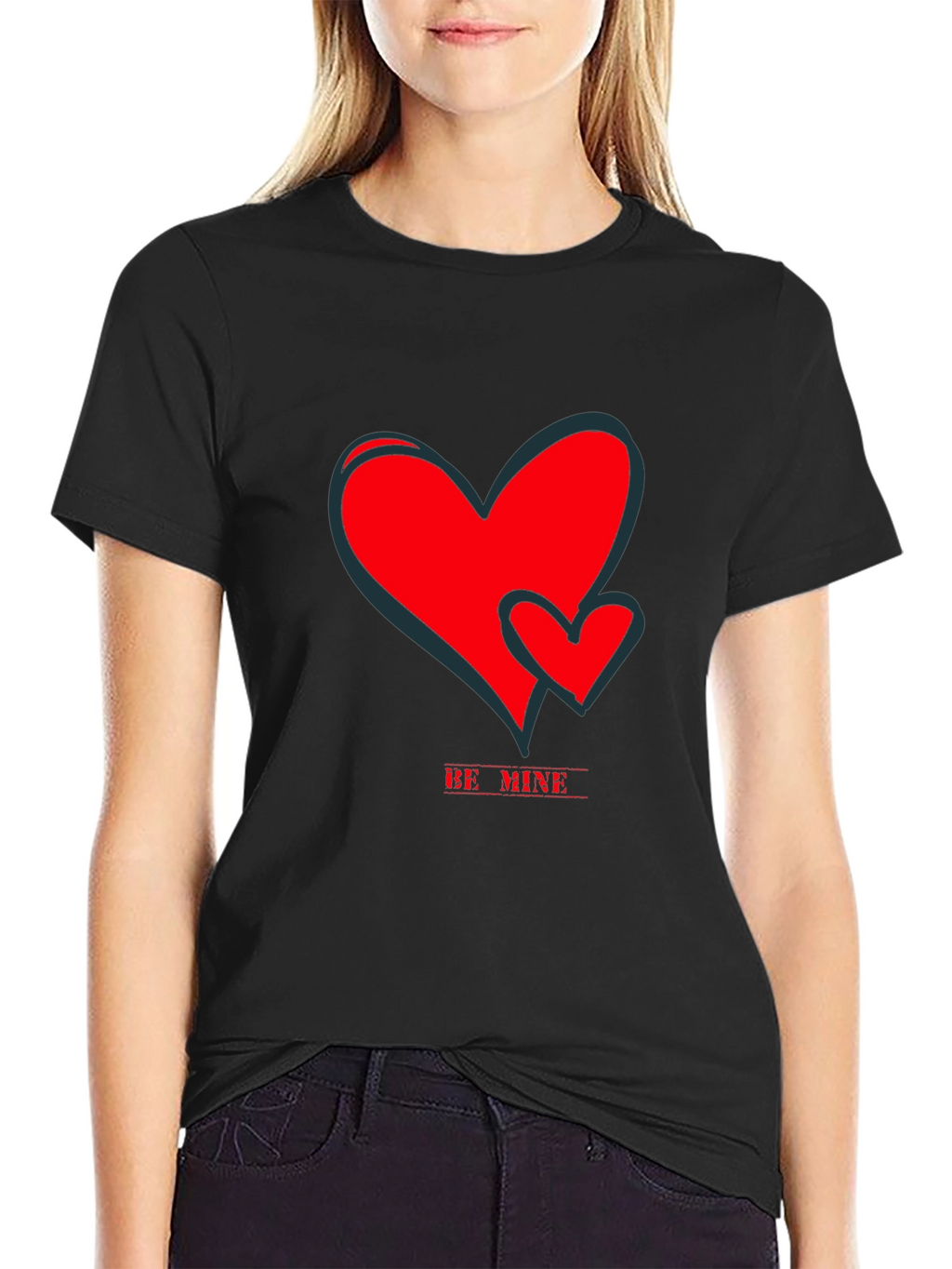 Be Mine Heart Valentines Day Graphic Tee