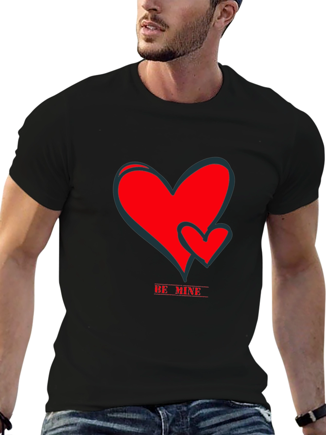 Be Mine Heart Valentines Day Graphic Tee