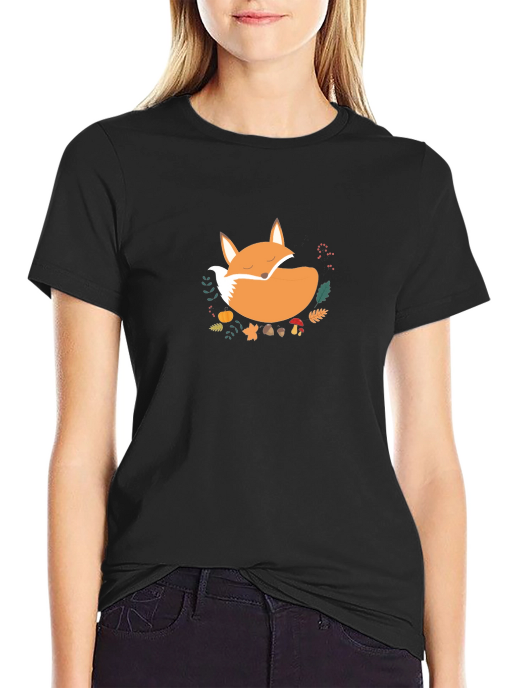 Cozy Fox Graphic Tee - Unisex Black T-Shirt