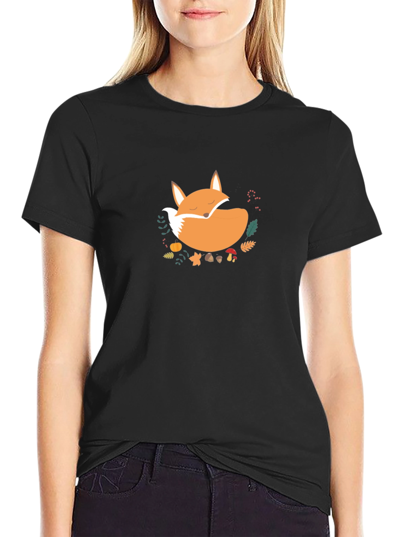 Cozy Fox Graphic Tee - Unisex Black T-Shirt