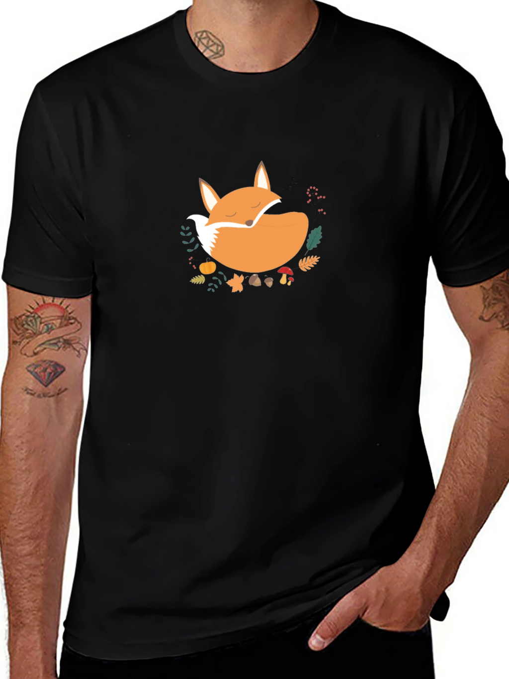 Cozy Fox Graphic Tee - Unisex Black T-Shirt