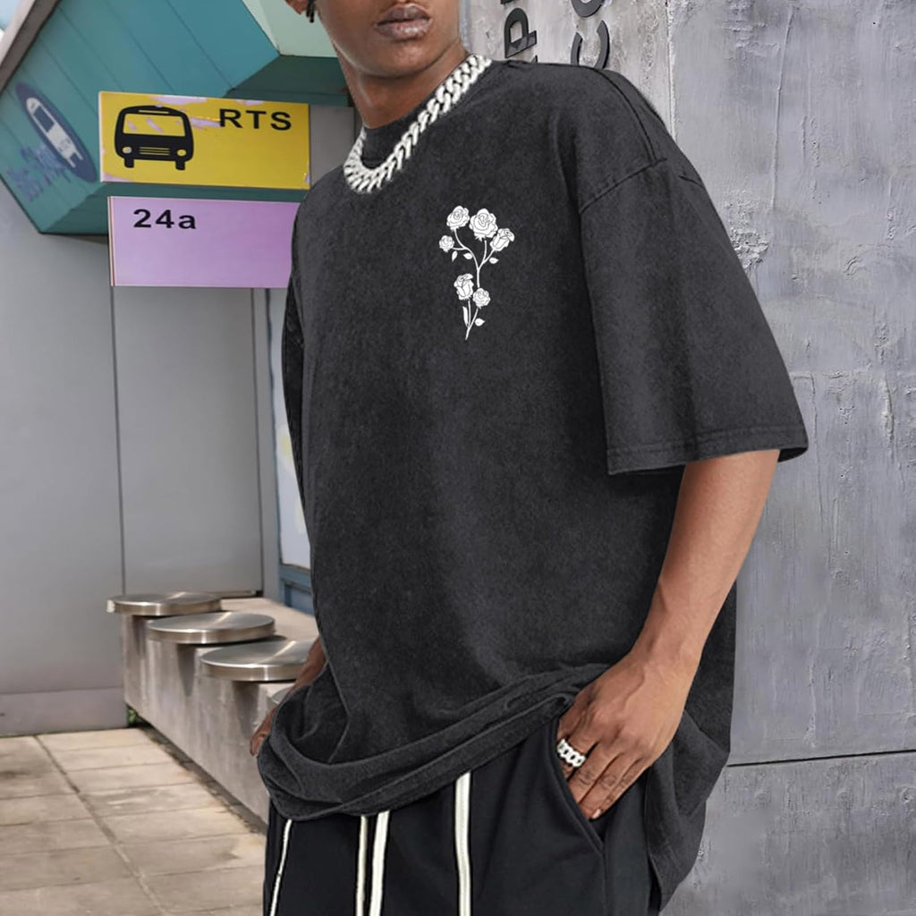 Men's Vintage Oversized Acid Wash Floral Soccer Jersey