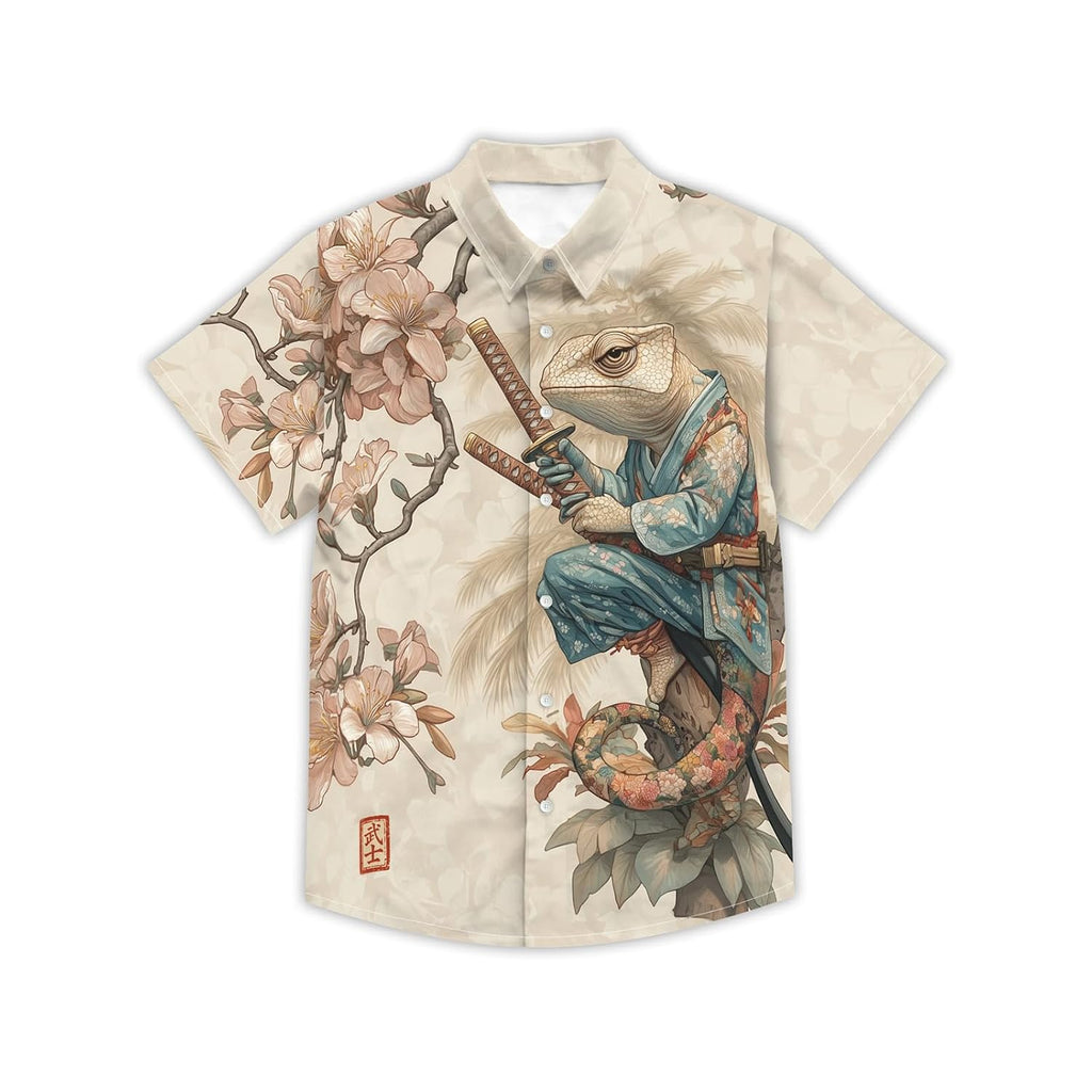 Funny Cartoon Print Hawaiian Shirt for Men Beach Vacation Casual Short Sleeve