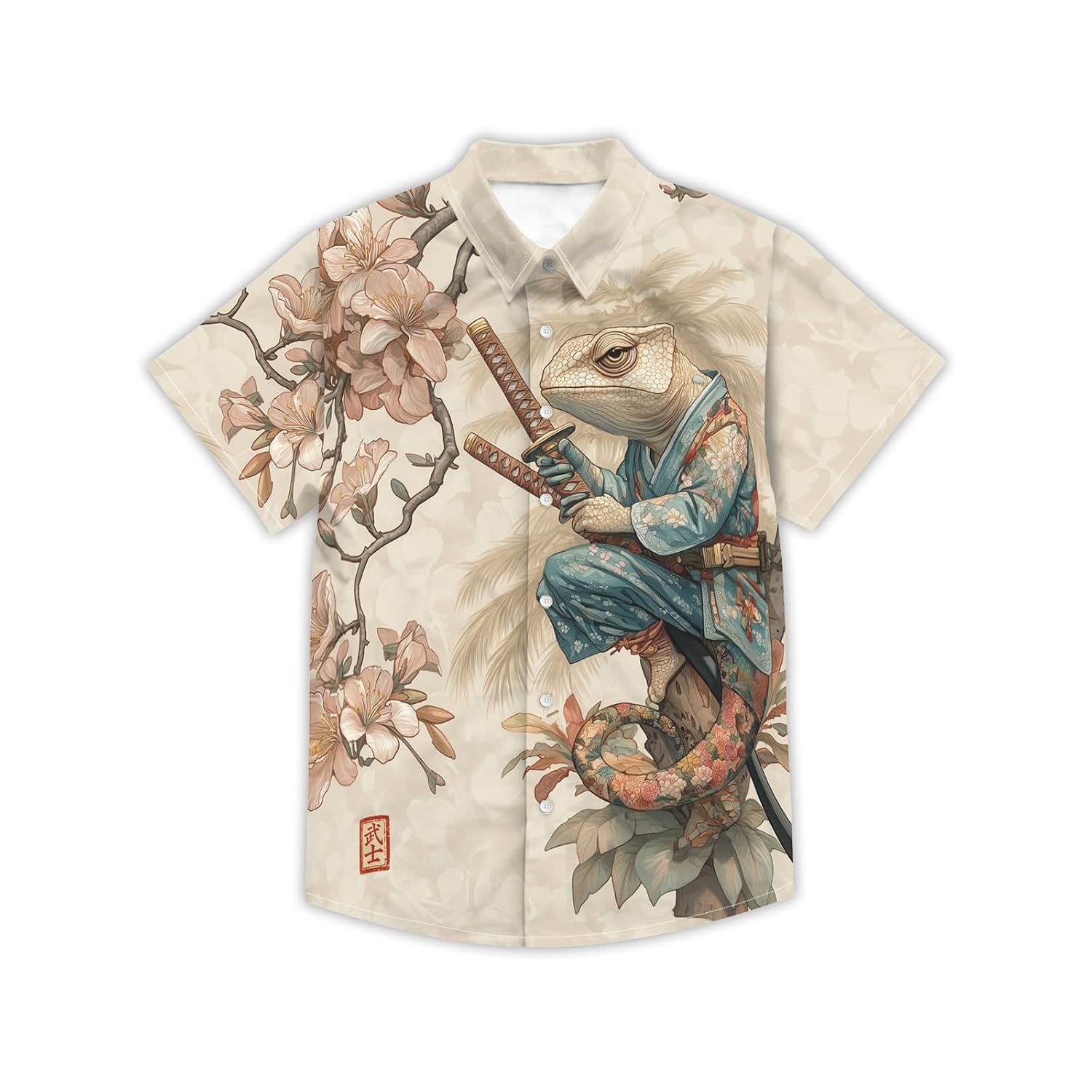 Funny Cartoon Print Hawaiian Shirt for Men Beach Vacation Casual Short Sleeve