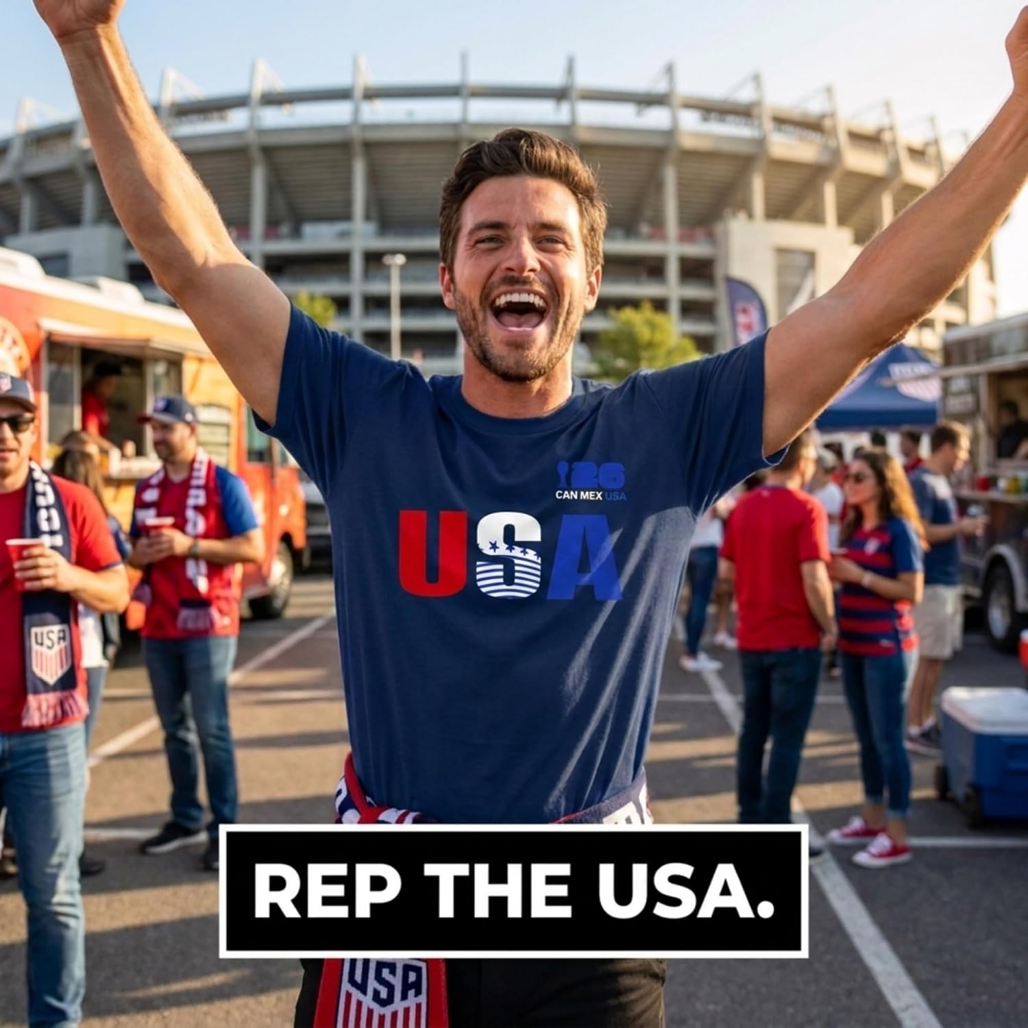 Men's Big & Tall FIFA World Cup 2026 USA Graphic Crewneck Short Sleeve 100% Cotton T-Shirt