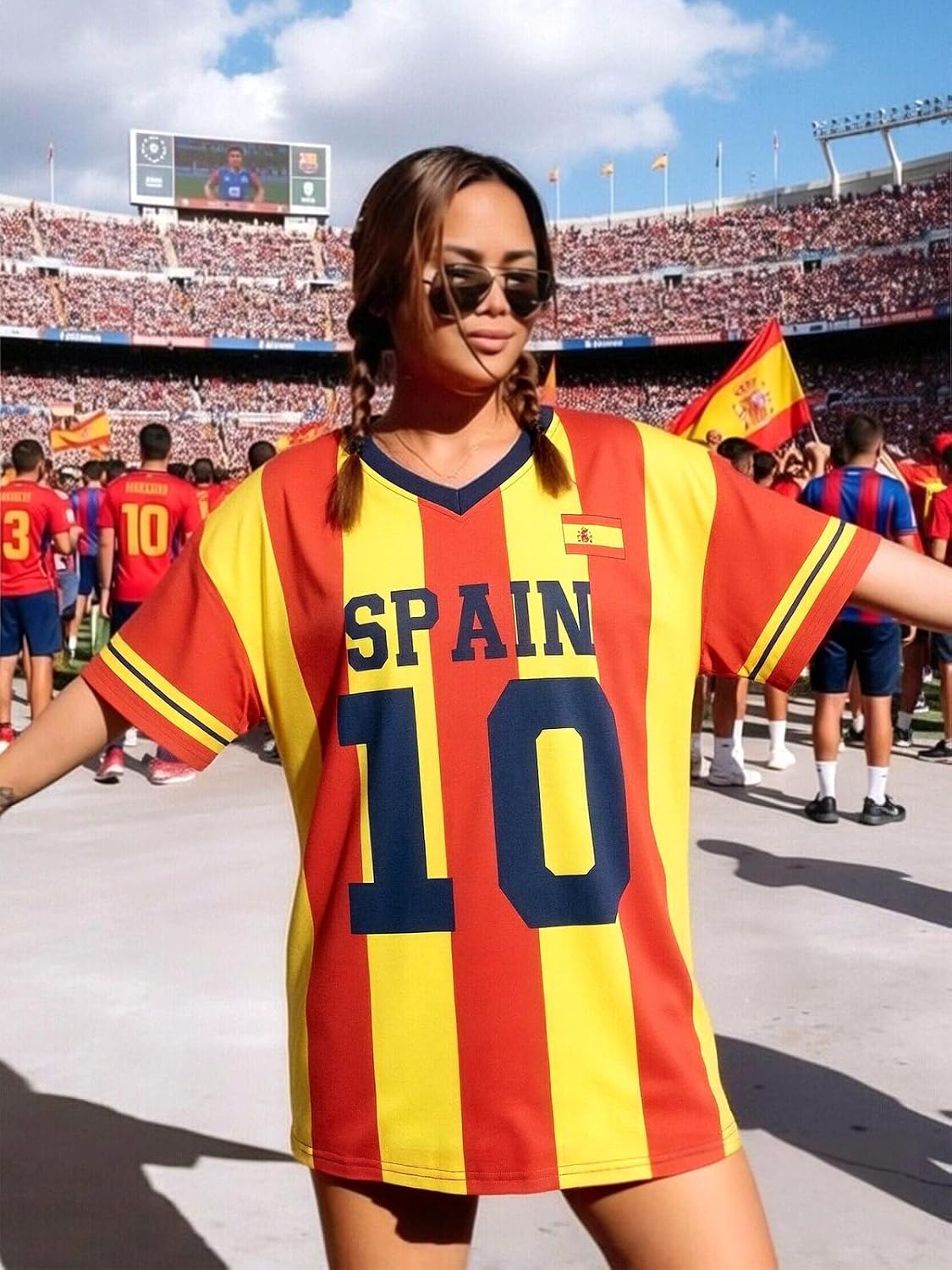 Women's Oversized Soccer Jersey V-Neck Tee