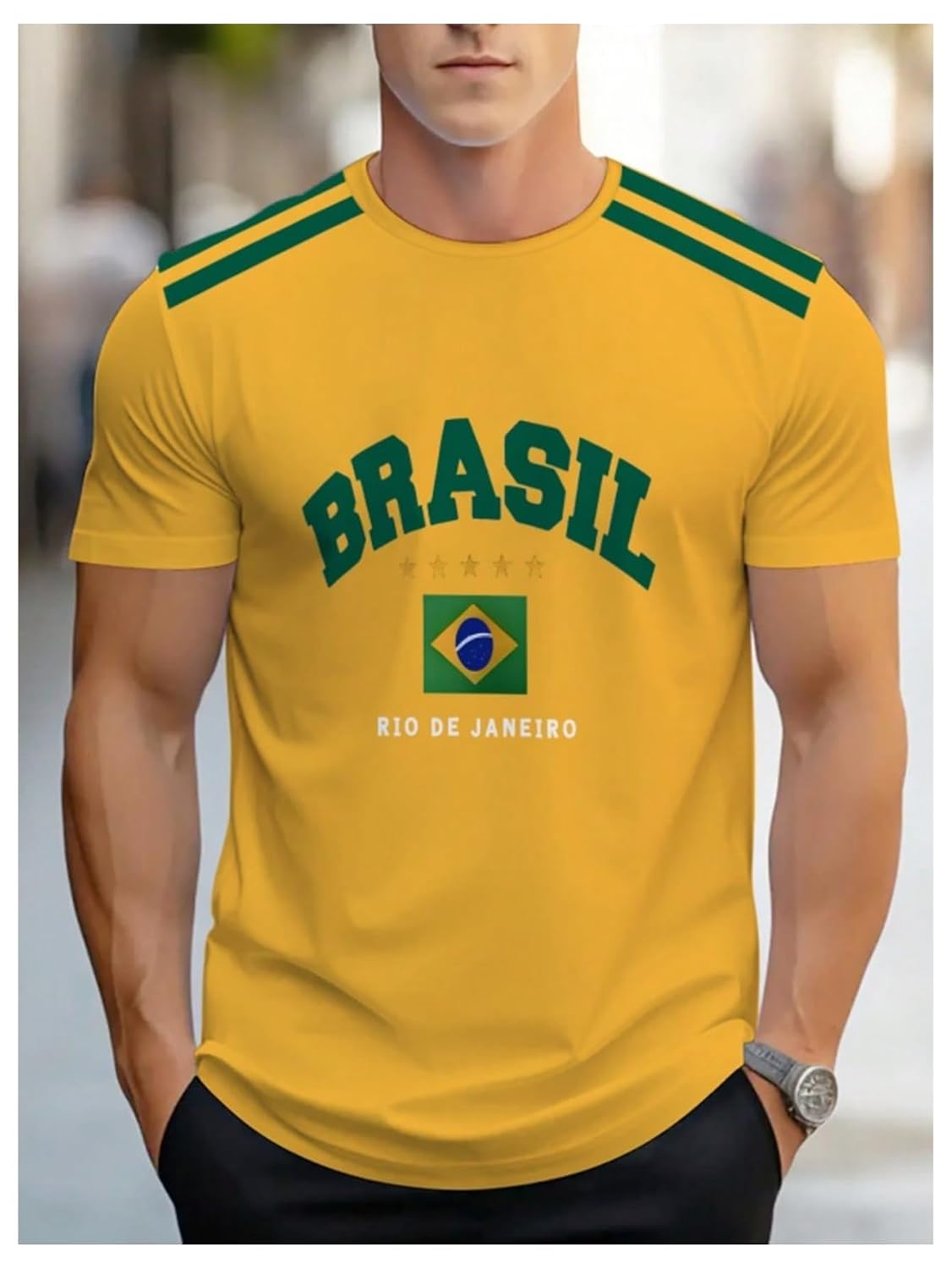 Men's Soccer Jersey Short Sleeve Letter Graphic T-Shirt