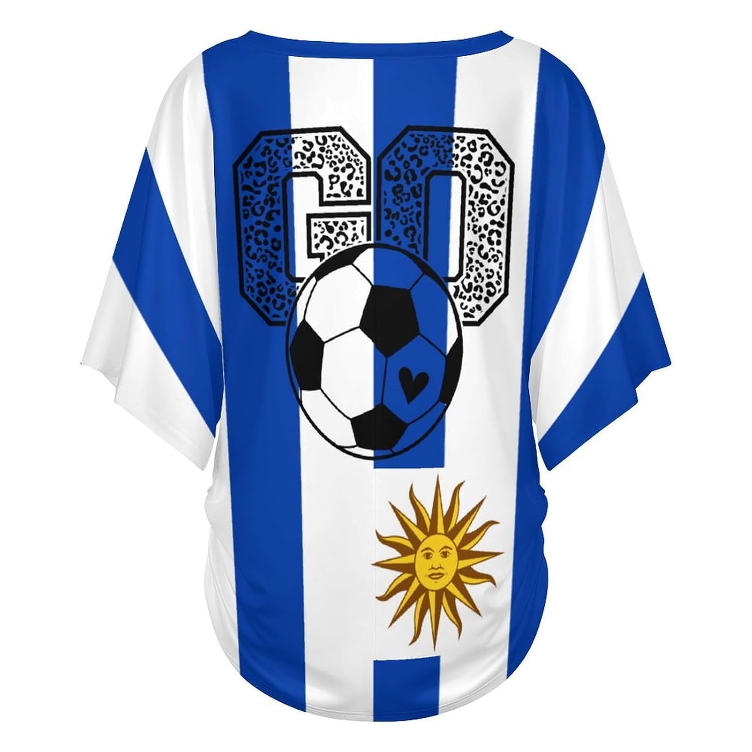 Women's V-Neck Soccer Jersey T-Shirt, Loose Fit Short Sleeve Novelty Print