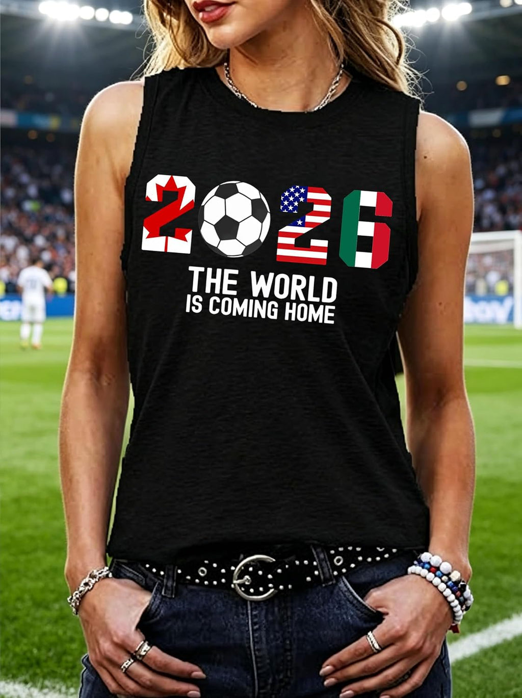 Women's Soccer Cup Sleeveless Tank Top - Game Day Sports Fan Jersey