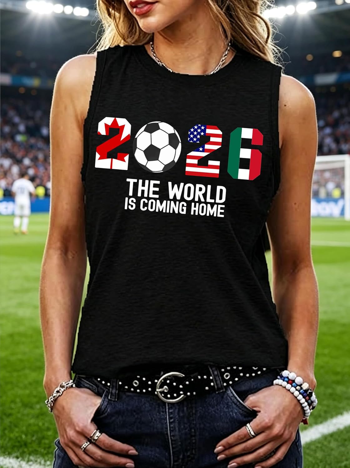 Women's Soccer Cup Sleeveless Tank Top - Game Day Sports Fan Jersey
