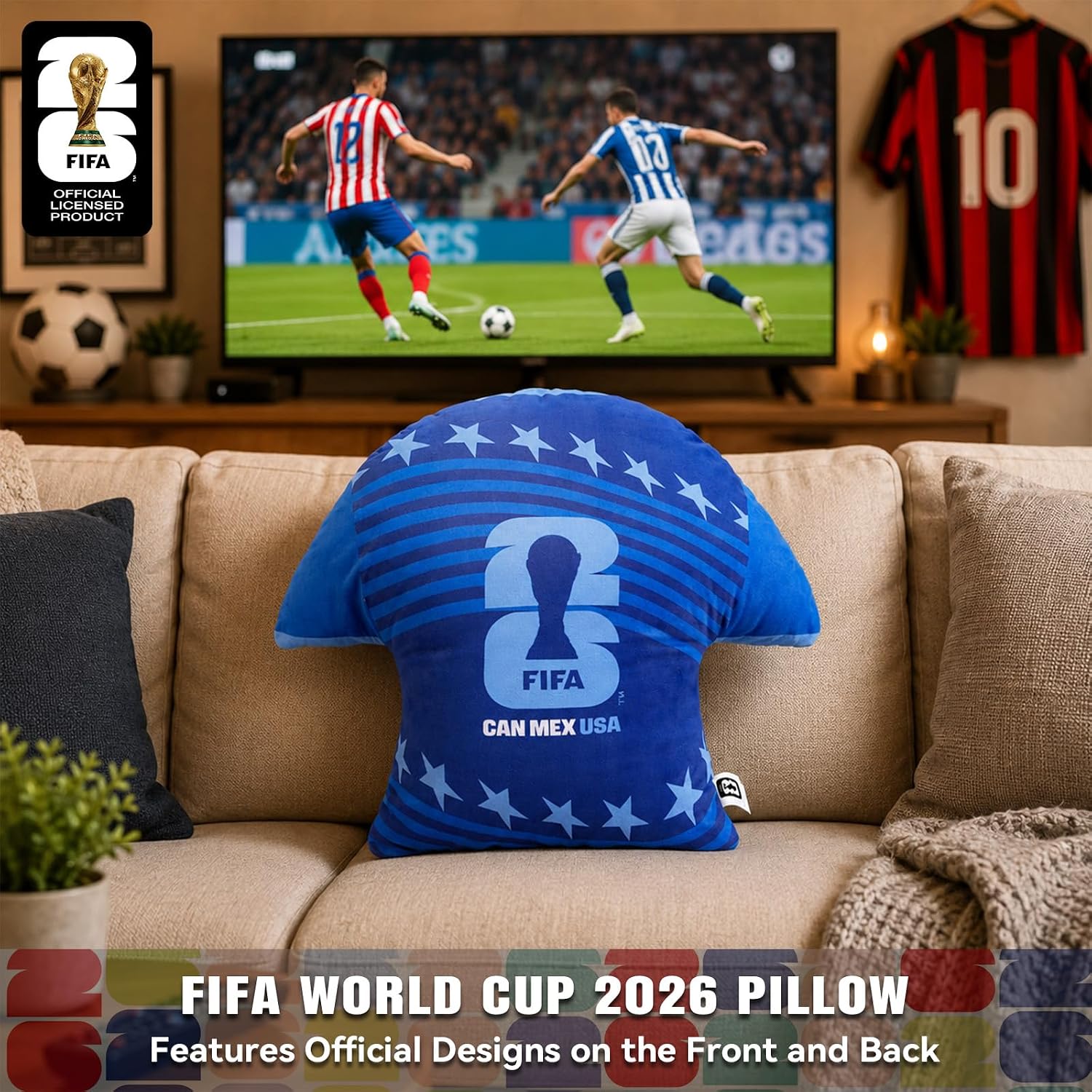 FIFA World Cup 2026 Soccer Jersey Plush Throw Pillow
